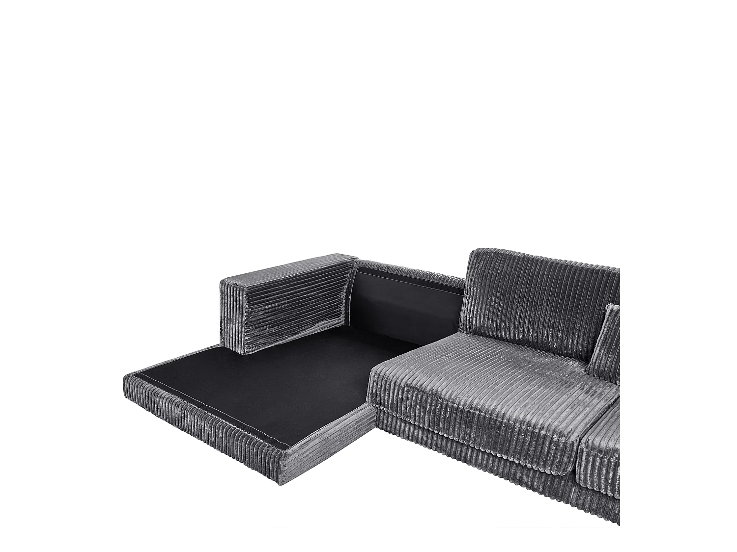 Canapé d'Angle à gauche 4 Places Minimaliste Velours Côtelé avec Coussins Supplémentaires Gris Foncé Lofoten