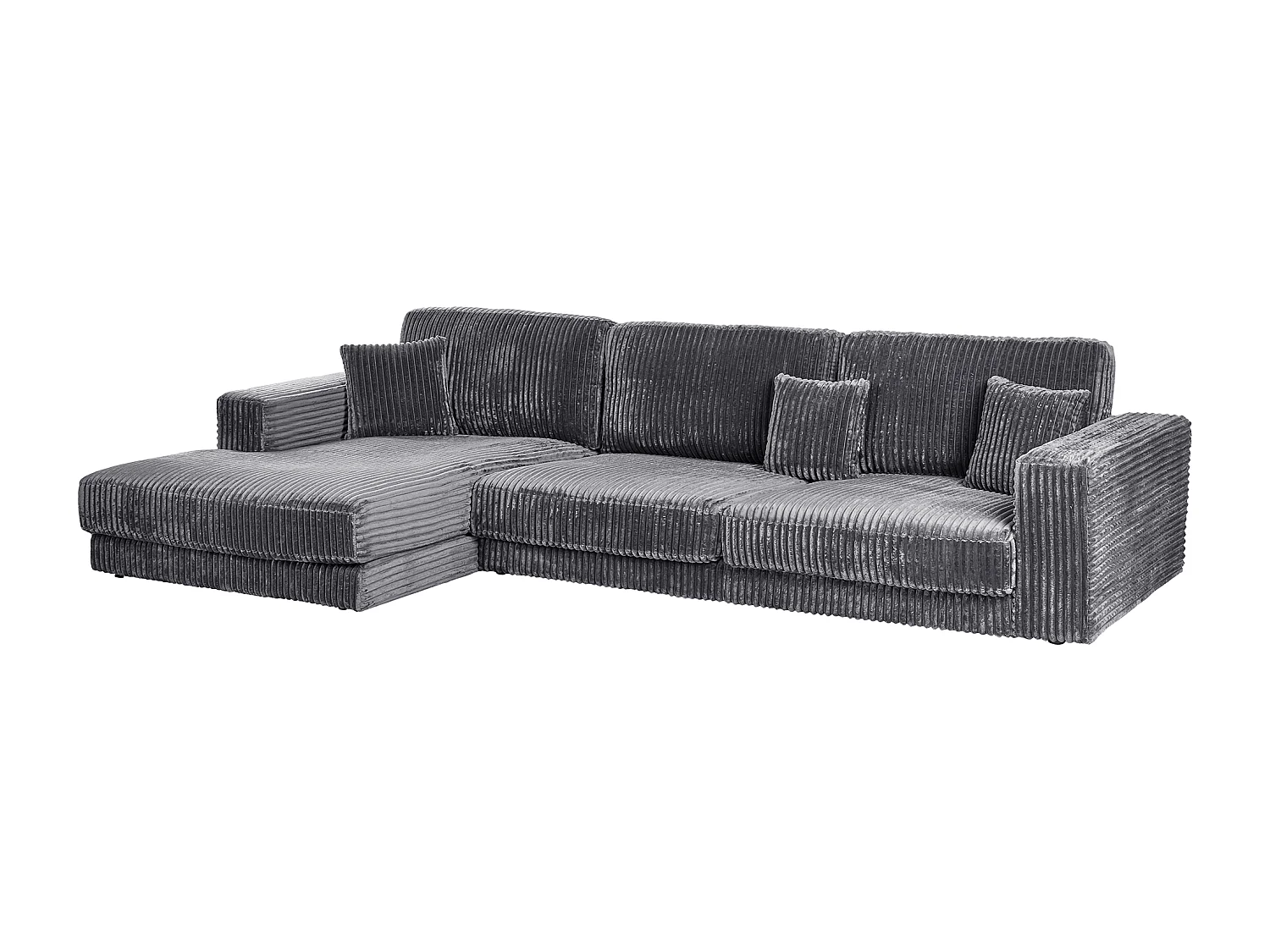 Ecksofa LOFOTEN Cord Dunkelgrau 4-Sitzer rechtsseitig