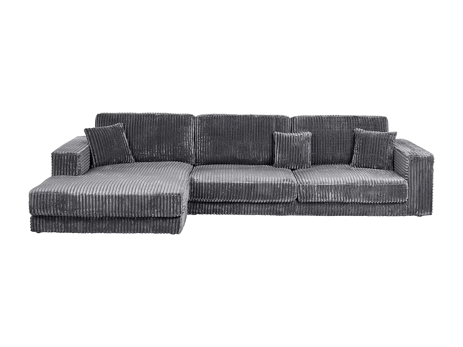 Ecksofa LOFOTEN Cord Dunkelgrau 4-Sitzer rechtsseitig