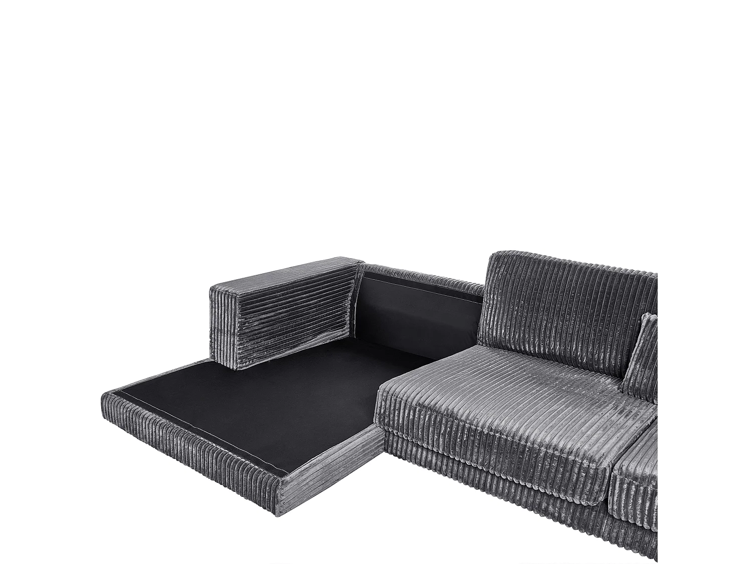 Ecksofa LOFOTEN Cord Dunkelgrau 4-Sitzer rechtsseitig