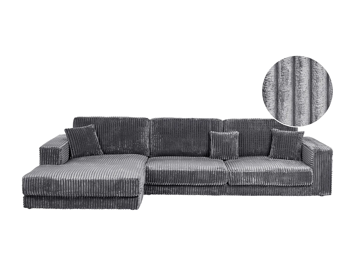 Canapé d'Angle à Droite 4 Places Minimaliste Velours Côtelé avec Coussins Supplémentaires Gris Foncé Lofoten