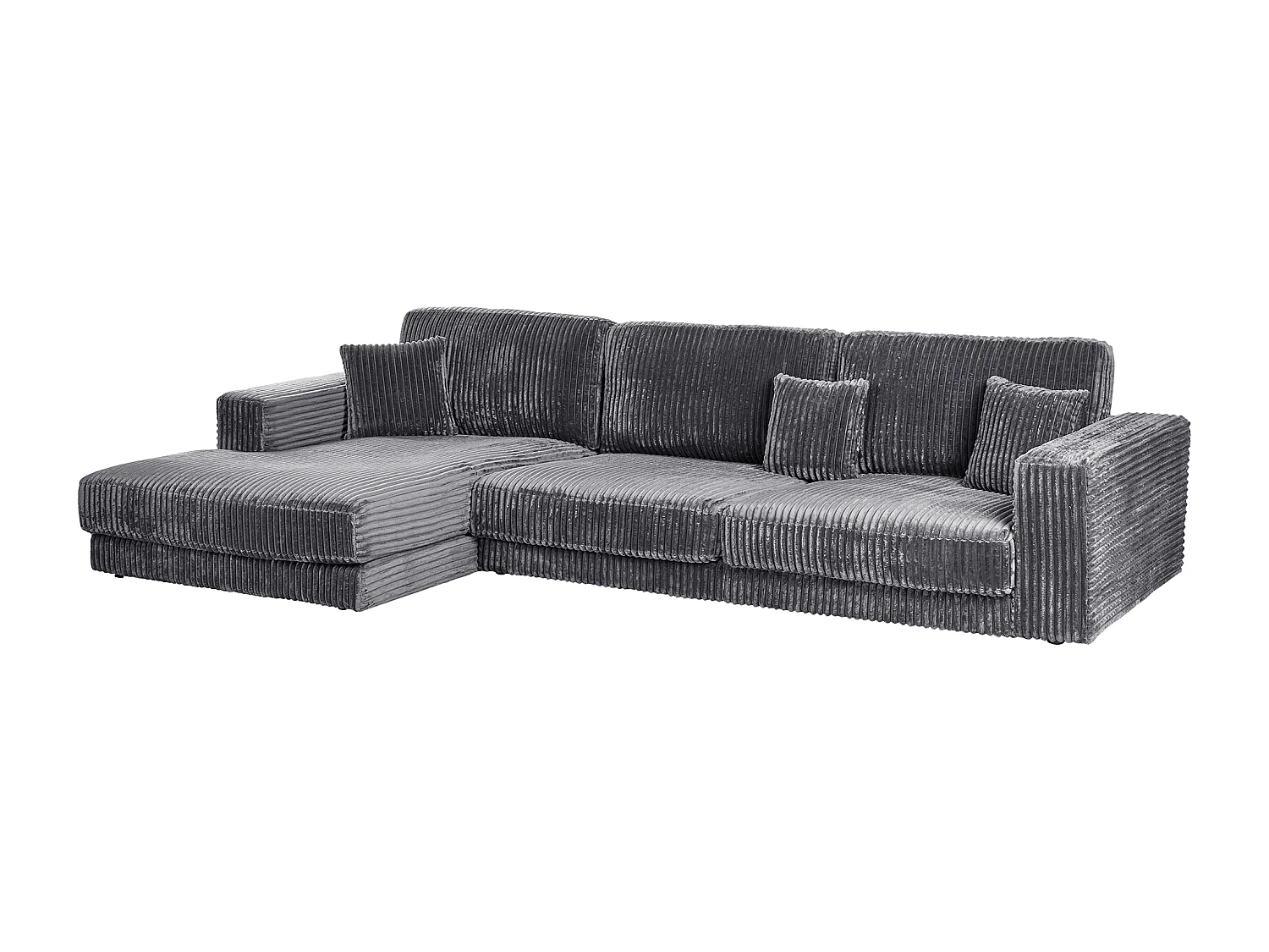 Canapé d'Angle à Droite 4 Places Minimaliste Velours Côtelé avec Coussins Supplémentaires Gris Foncé Lofoten