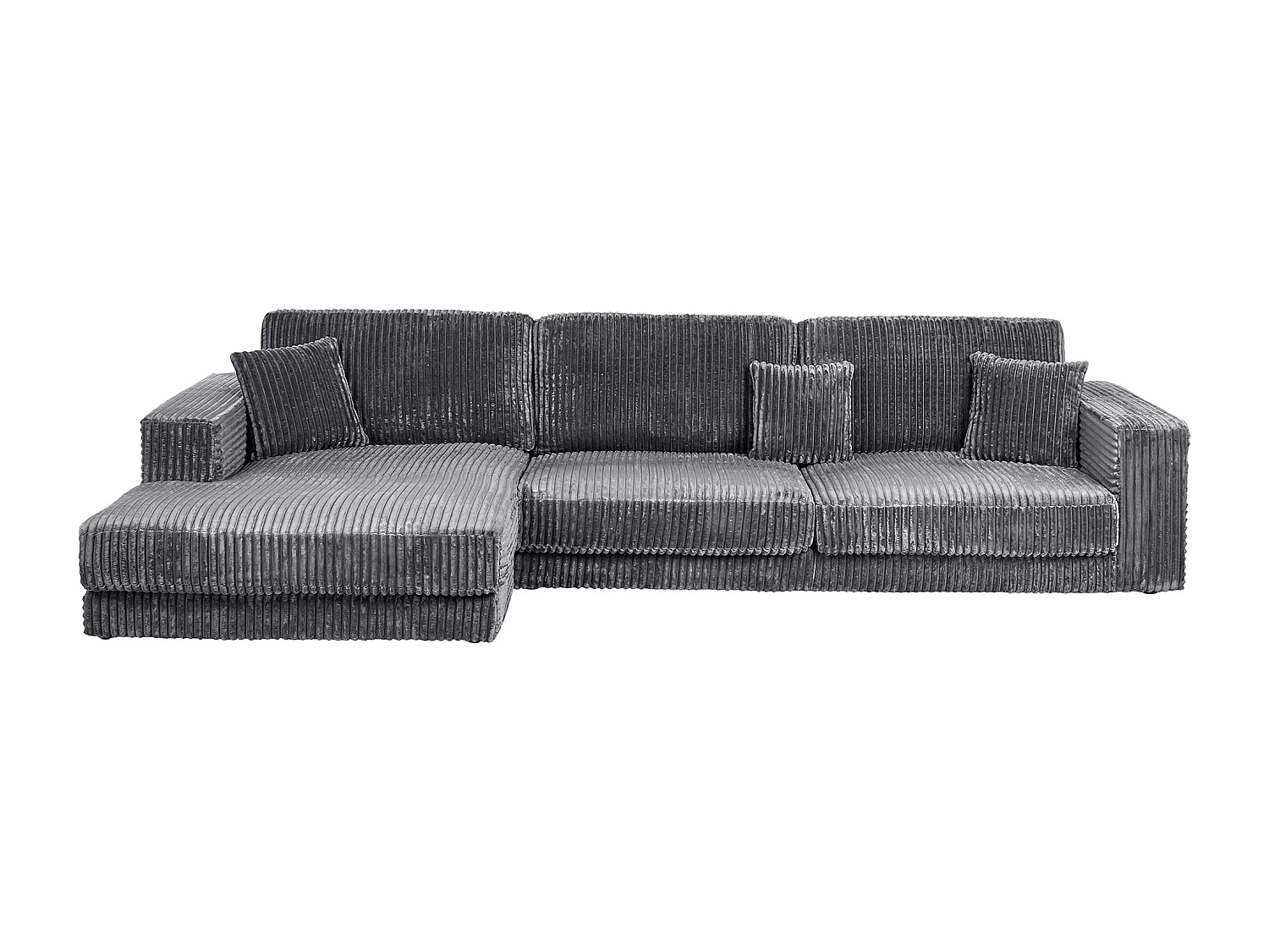 Canapé d'Angle à Droite 4 Places Minimaliste Velours Côtelé avec Coussins Supplémentaires Gris Foncé Lofoten