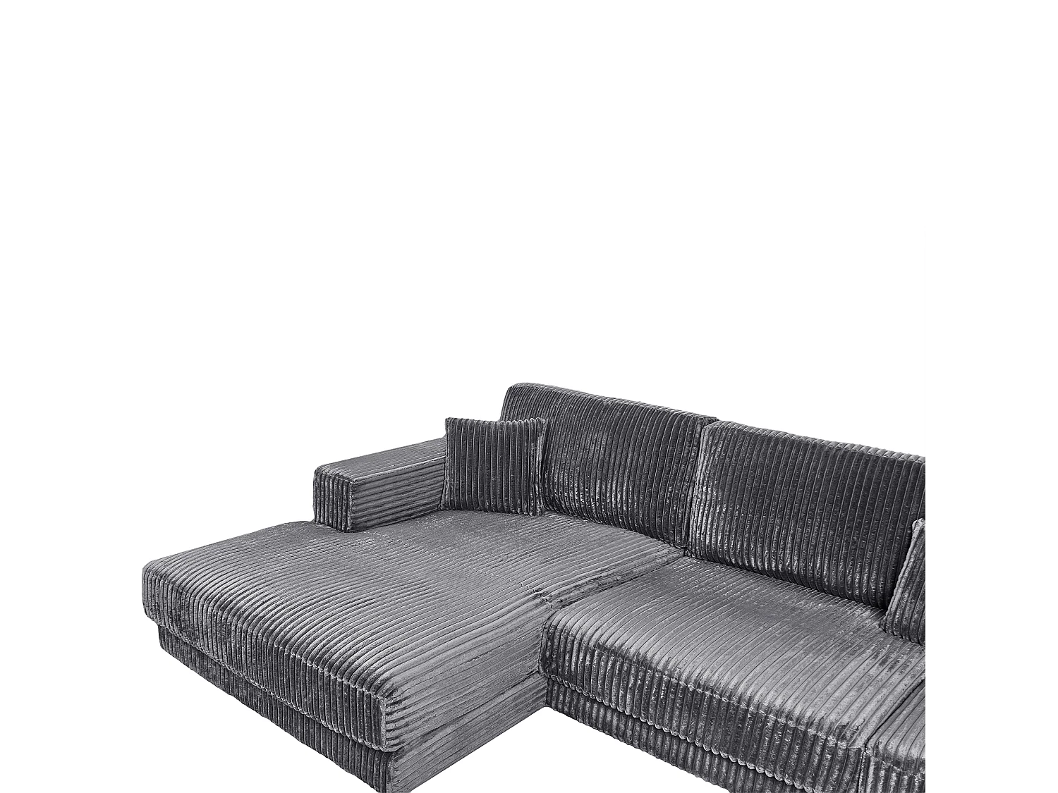 Canapé d'Angle à Droite 4 Places Minimaliste Velours Côtelé avec Coussins Supplémentaires Gris Foncé Lofoten