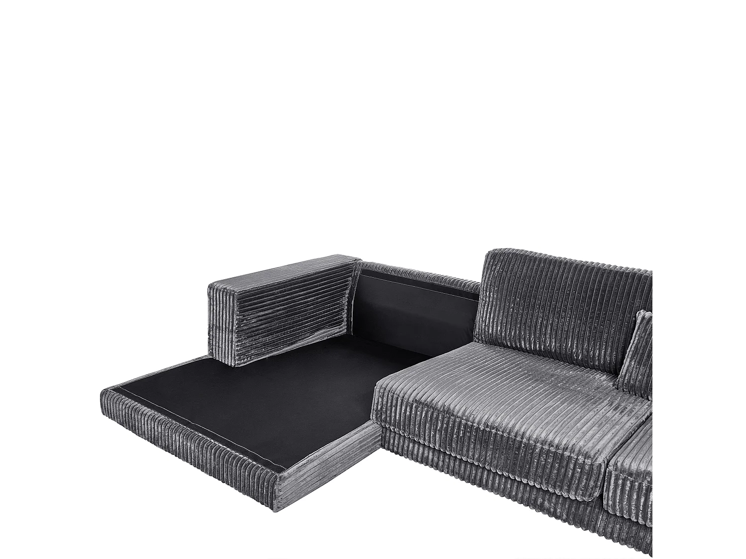 Canapé d'Angle à Droite 4 Places Minimaliste Velours Côtelé avec Coussins Supplémentaires Gris Foncé Lofoten