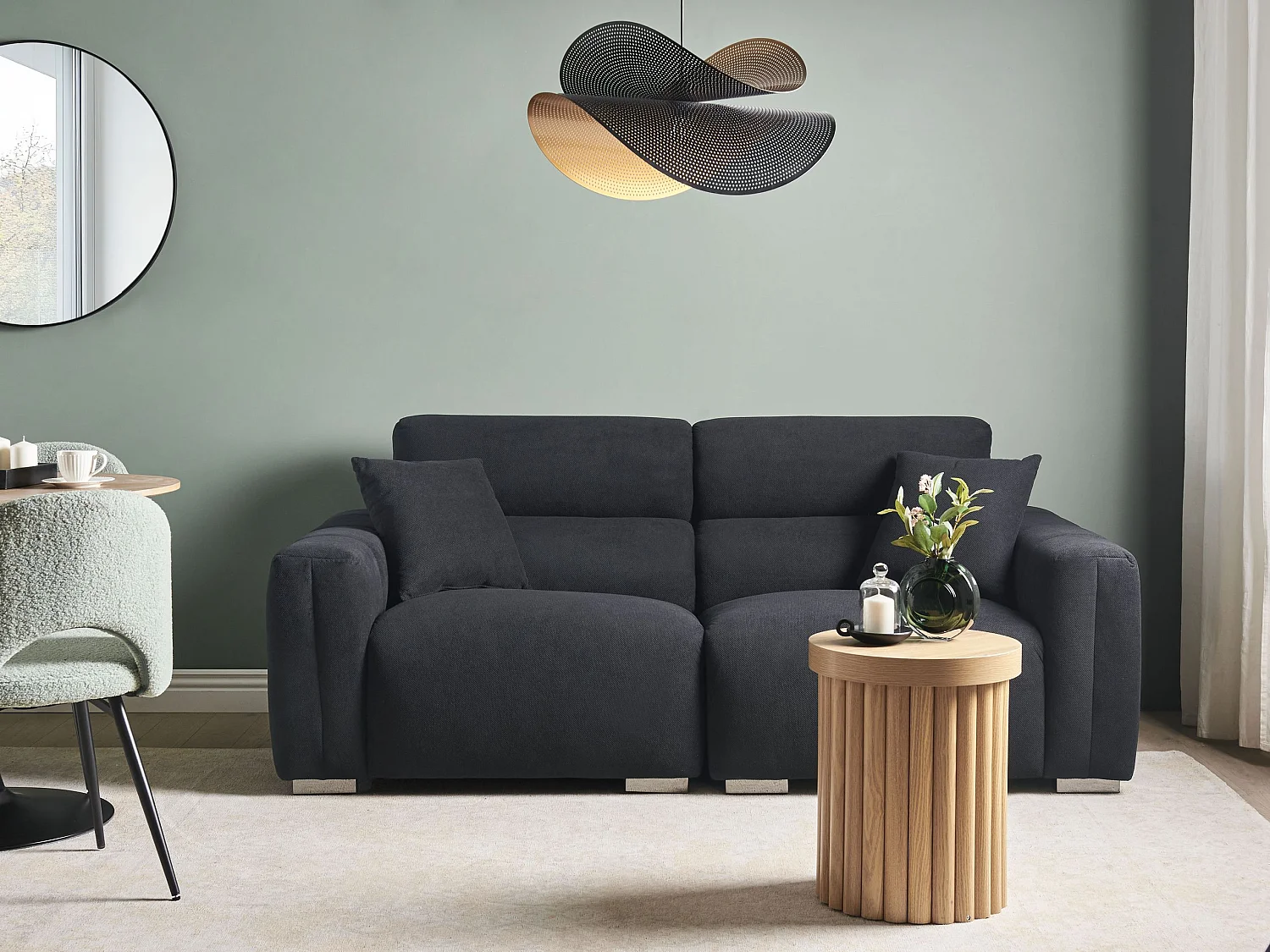 Canapé 3 places FAUSKAN Tissu Noir