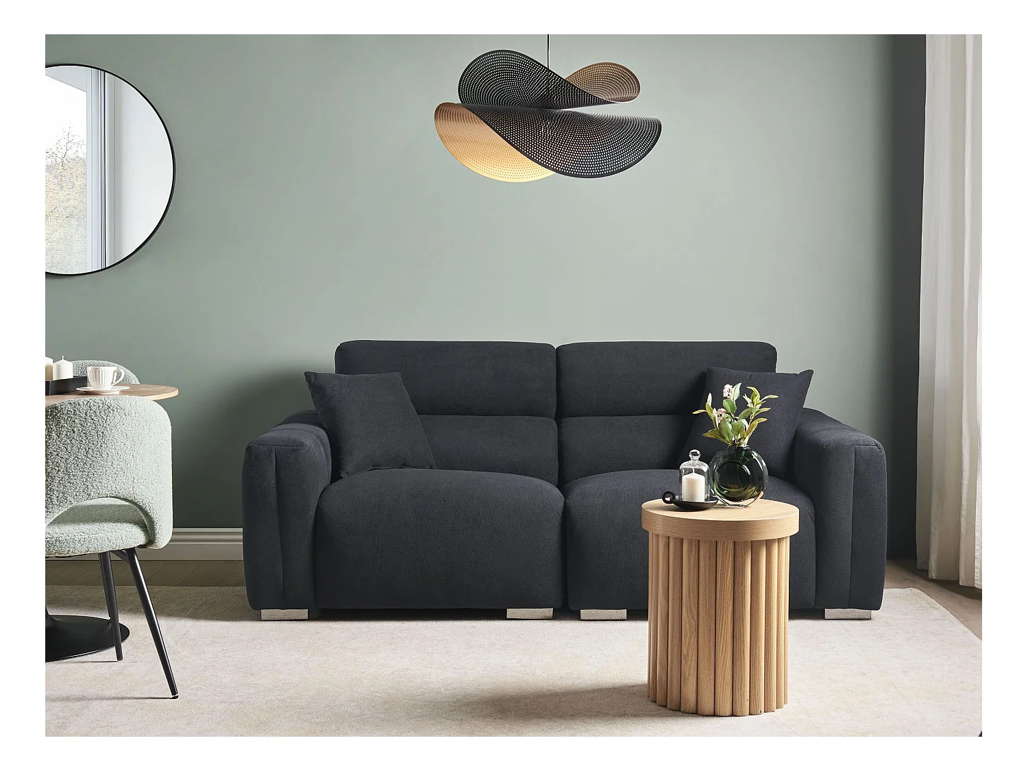 Sofa FAUSKAN Stoff Schwarz 3-Sitzer