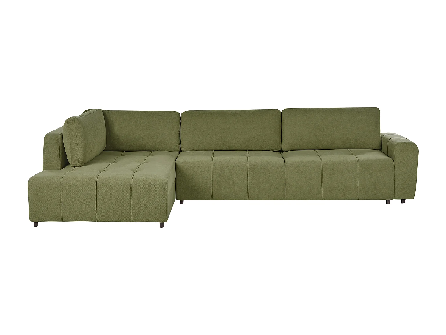 Ecksofa rechtsseitig Stoff grün 4-Sitzer mit Schlaffunktion Stauraum Innvik