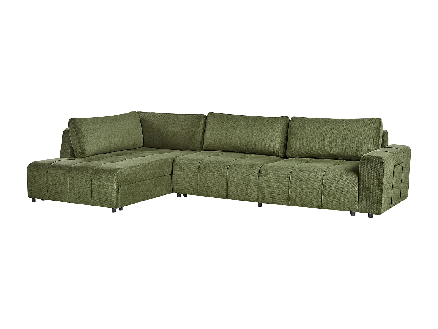 Ecksofa rechtsseitig Stoff grün 4-Sitzer mit Schlaffunktion Stauraum Innvik