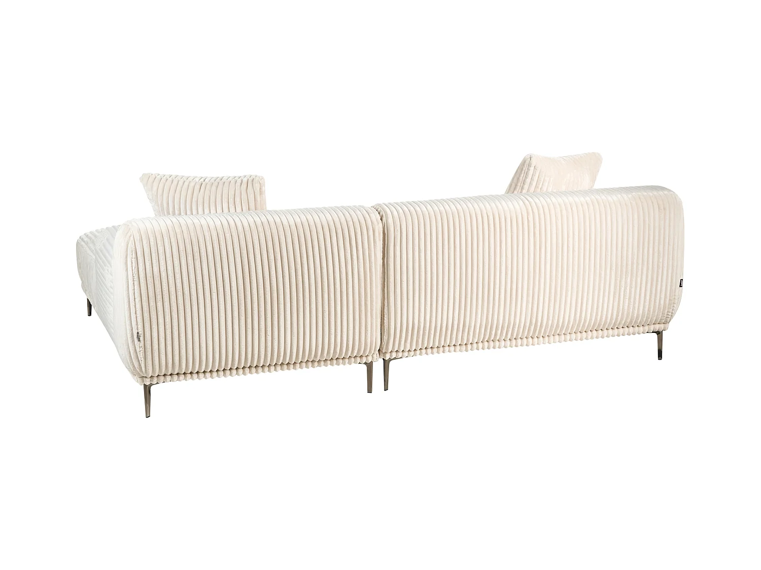 Canapé d'Angle à droite en Velours Côtelé 3 Places Blanc Cassé Stenum