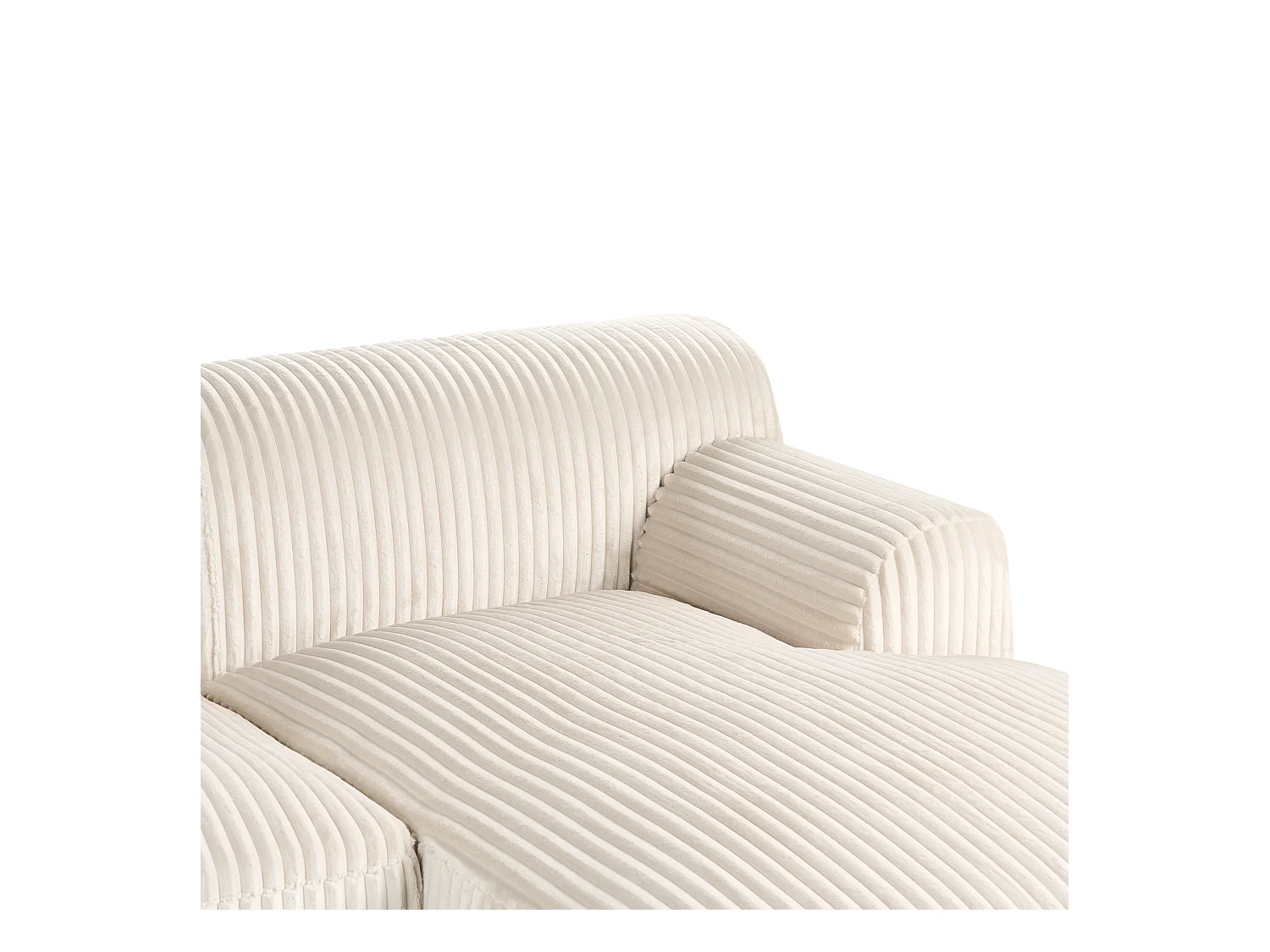 Canapé d'Angle à droite en Velours Côtelé 3 Places Blanc Cassé Stenum