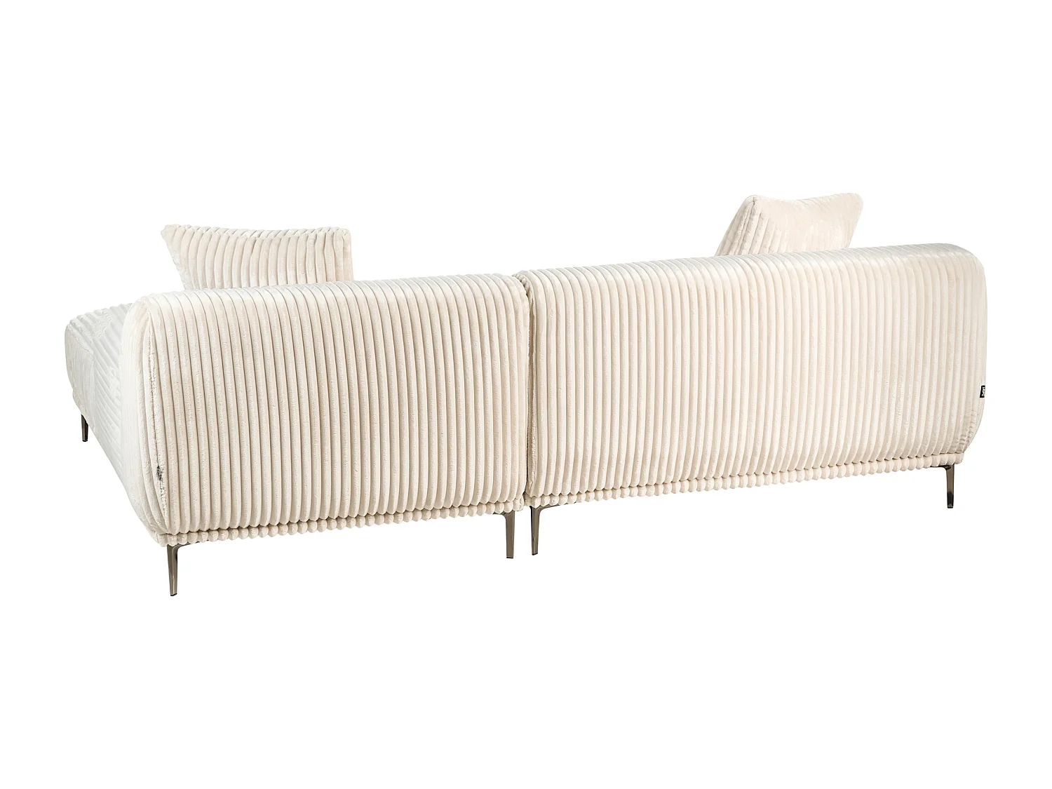 Canapé d'Angle à Gauche en Velours Côtelé 3 Places Blanc Cassé Stenum