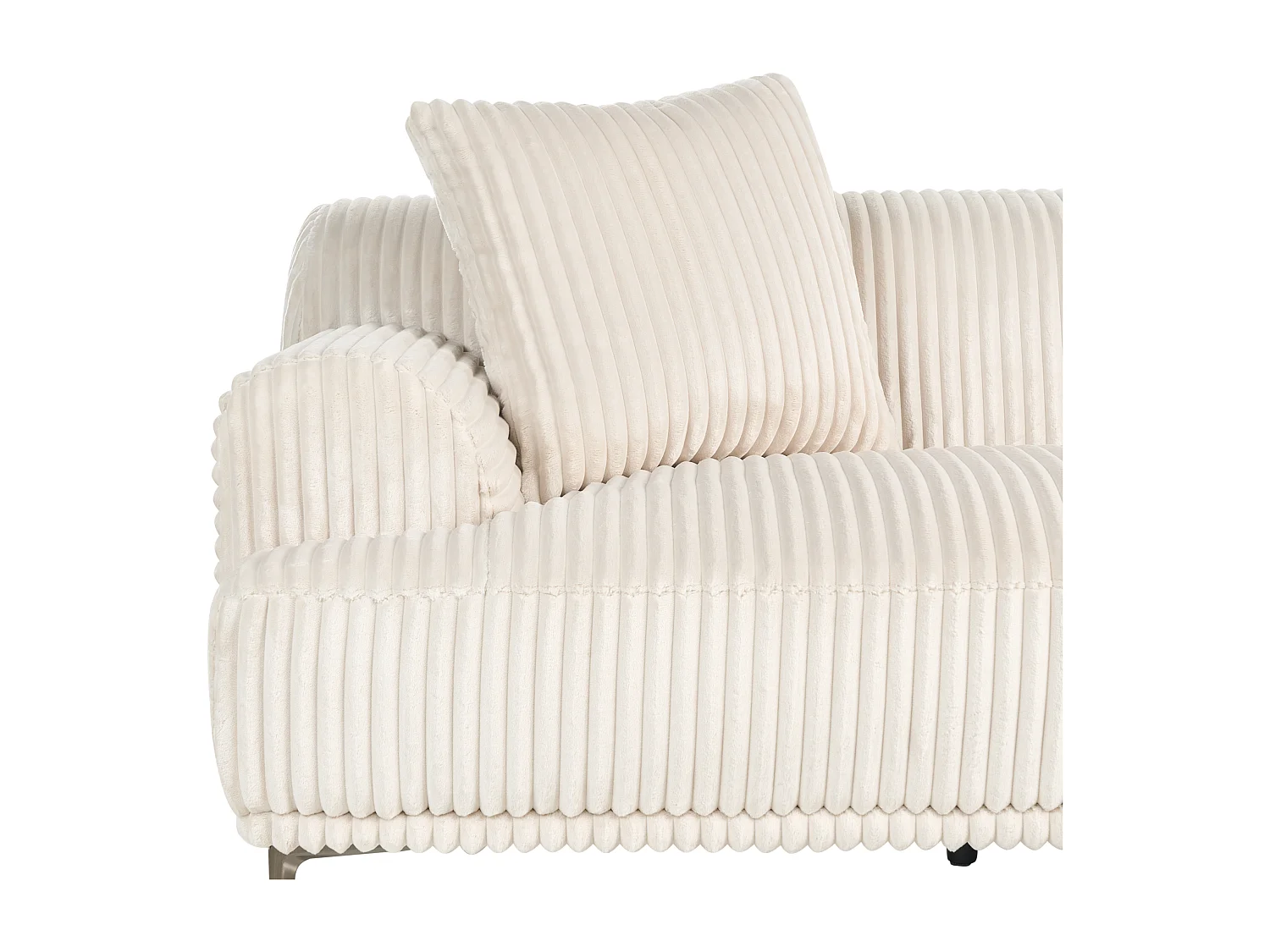 Canapé d'Angle à Gauche en Velours Côtelé 3 Places Blanc Cassé Stenum