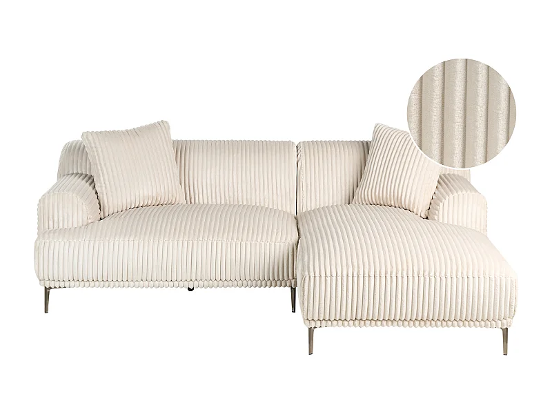 Divano angolare STENUM Velluto a coste Bianco sporco Lato Sinistro