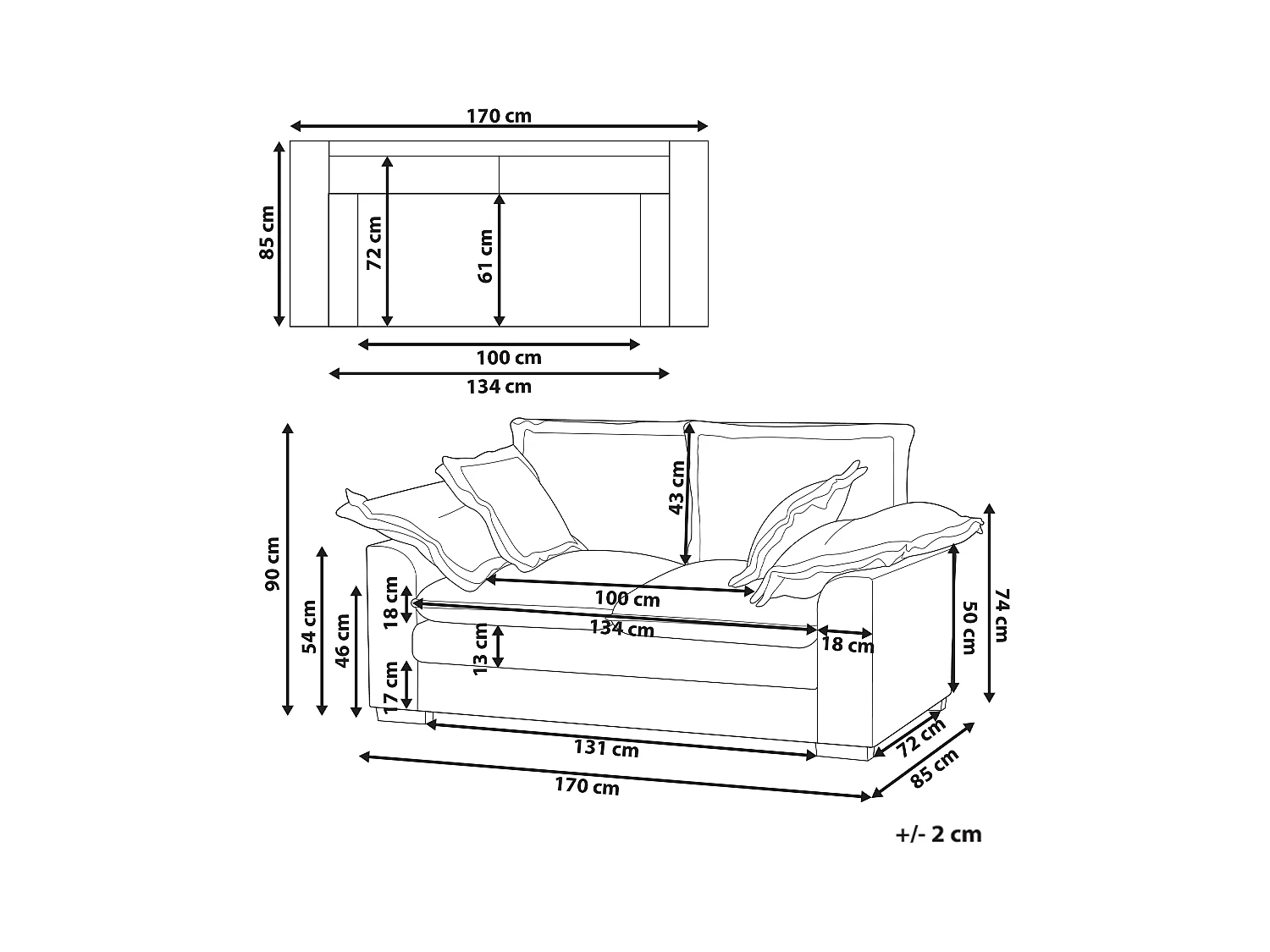 Canapé 2 places TIRRO Velours côtelé Blanc