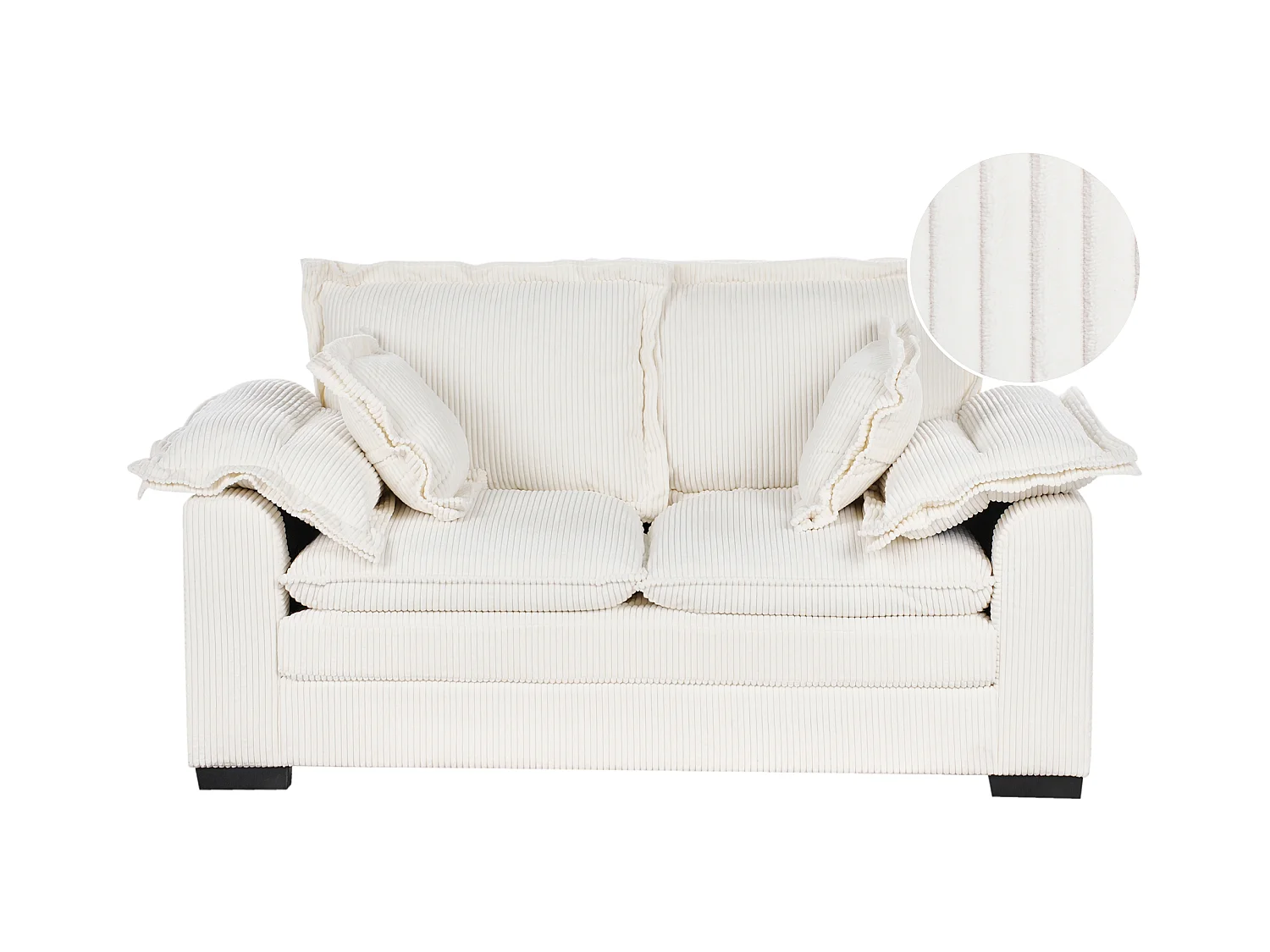 Sofa TIRRO Cord Weiss 2-Sitzer