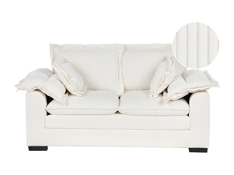 Sofa TIRRO Cord Weiss 2-Sitzer