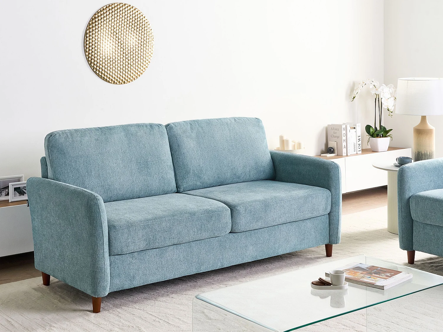 Canapé 3 places MARE Tissu Bleu avec rangement