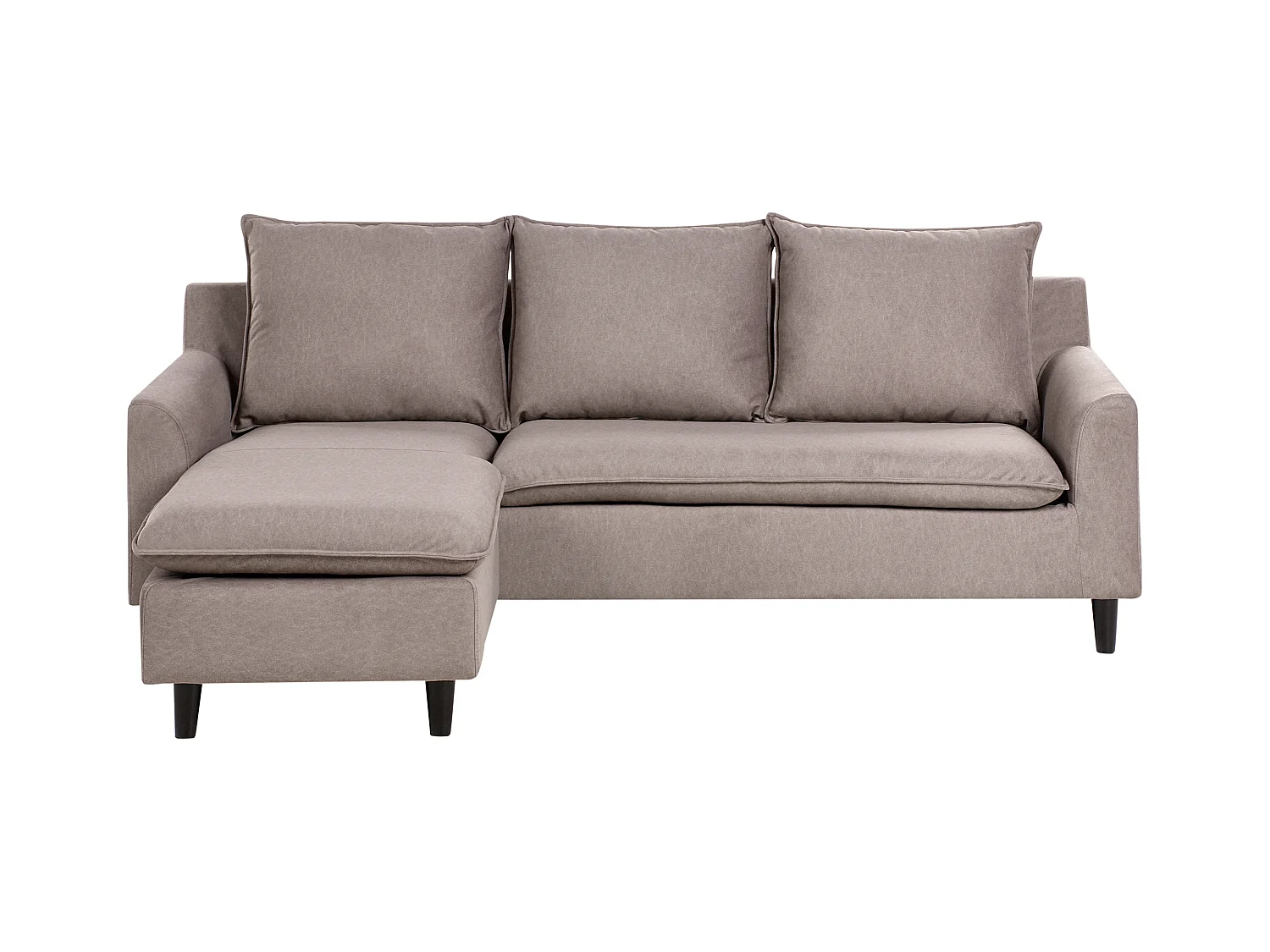 Canapé d'Angle à gauche Moderne en Tissu avec Pieds en Bois Massif Polyester Taupe Elvenes