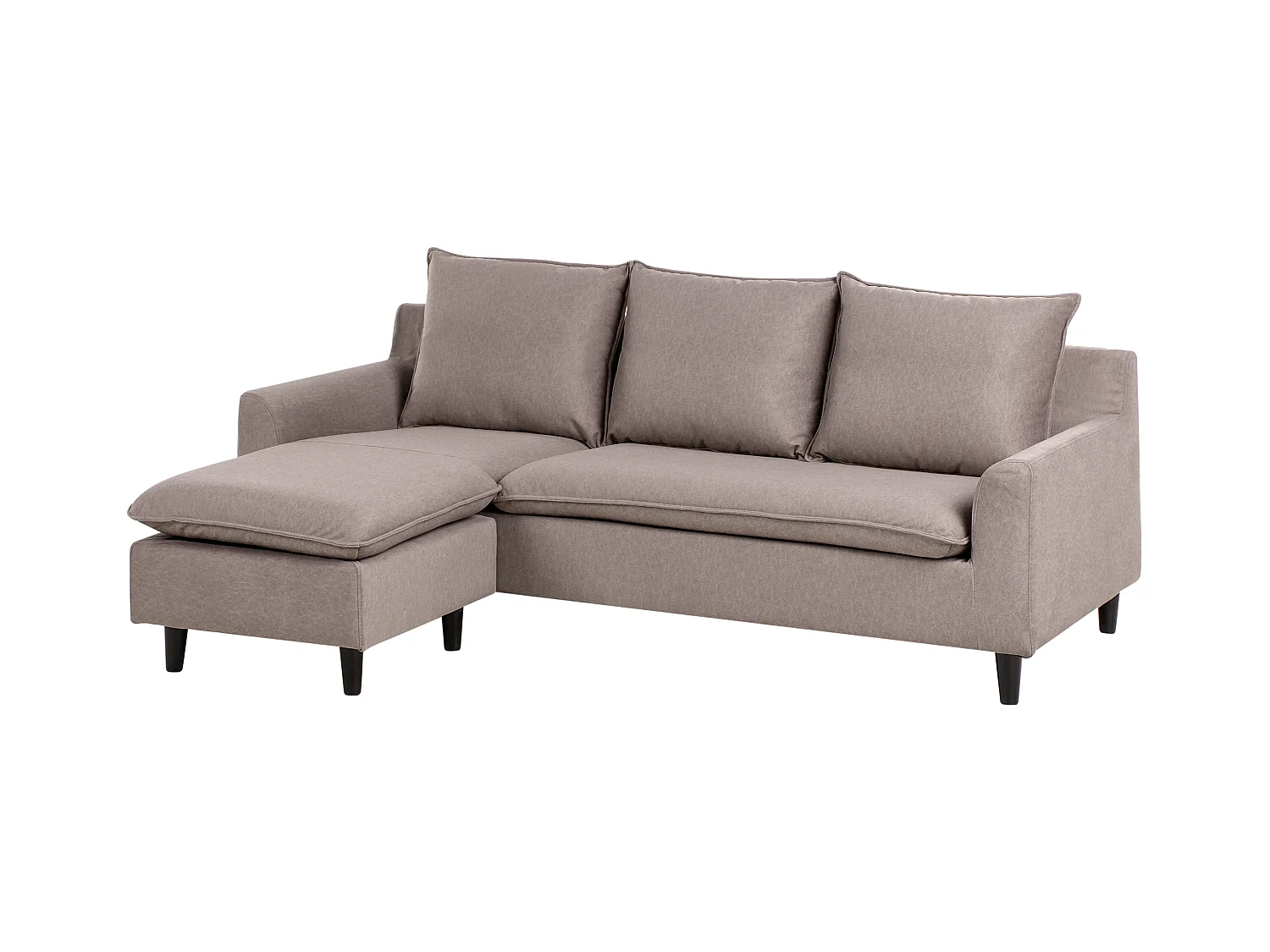 Canapé d'Angle à gauche Moderne en Tissu avec Pieds en Bois Massif Polyester Taupe Elvenes