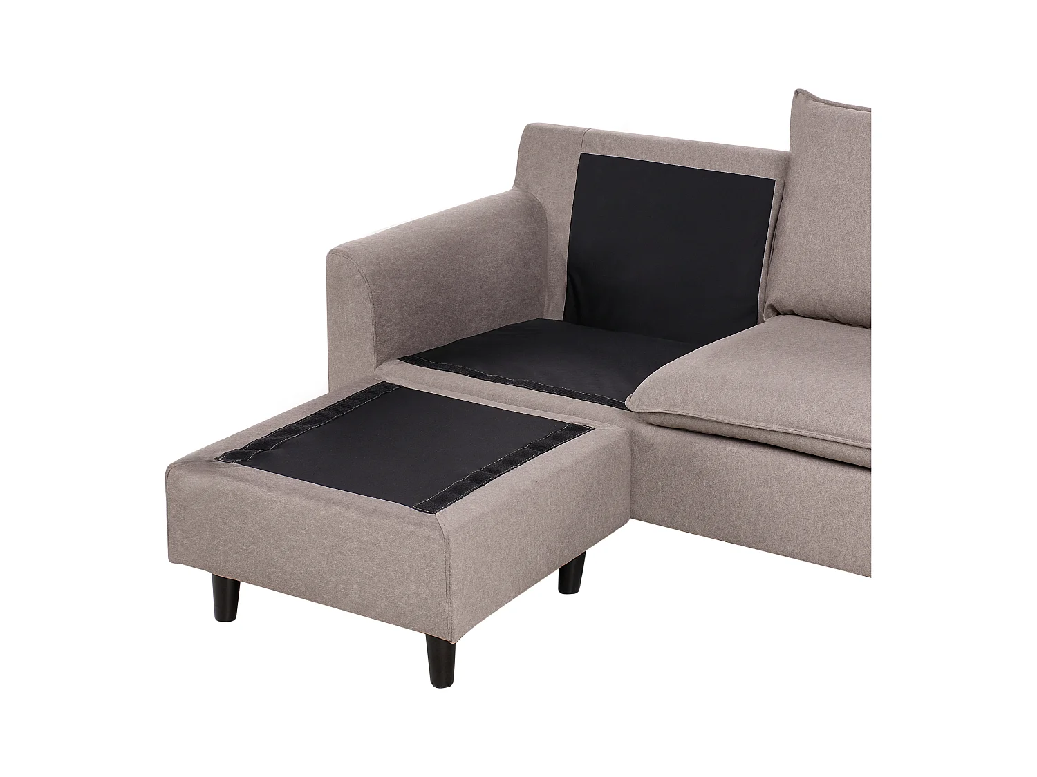 Canapé d'Angle à gauche Moderne en Tissu avec Pieds en Bois Massif Polyester Taupe Elvenes