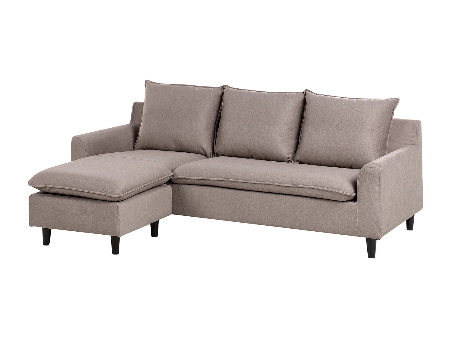 Canapé d'Angle à gauche Moderne en Tissu avec Pieds en Bois Massif Polyester Taupe Elvenes