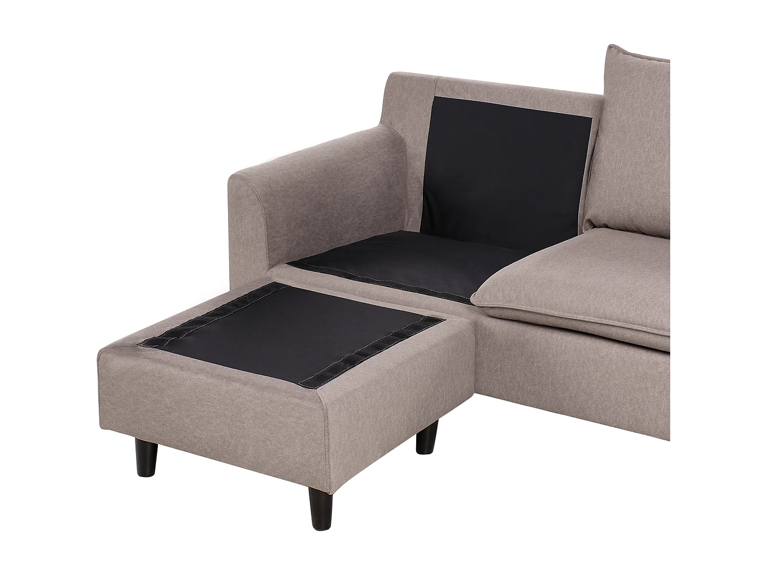 Canapé d'Angle à Droite Moderne en Tissu avec Pieds en Bois Massif Polyester Taupe Elvenes