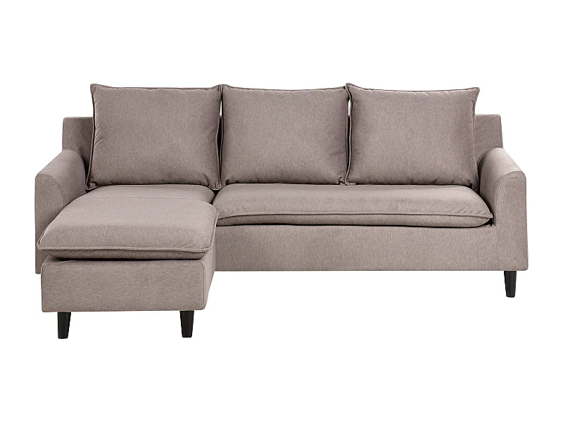 Canapé d\'Angle à gauche Moderne en Tissu avec Pieds en Bois Massif Polyester Taupe Elvenes