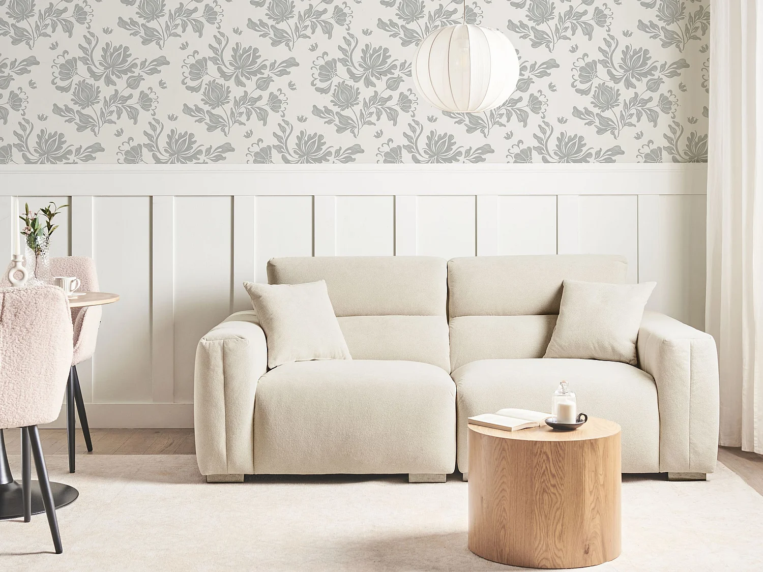 Sofa FAUSKAN Stoff Hellbeige 3-Sitzer