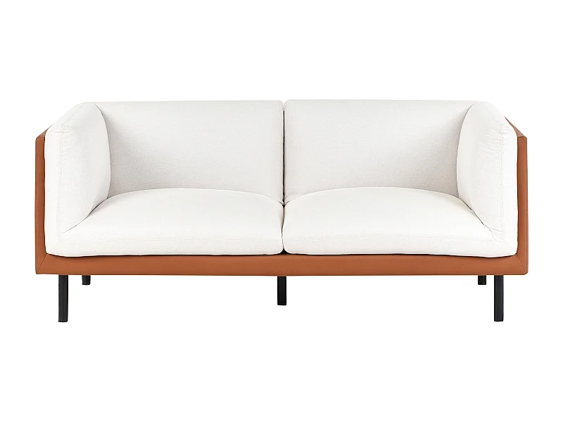 Sofa Kunstleder Stoff braun / creme weiß 2-Sitzer gepolstert Vorgod