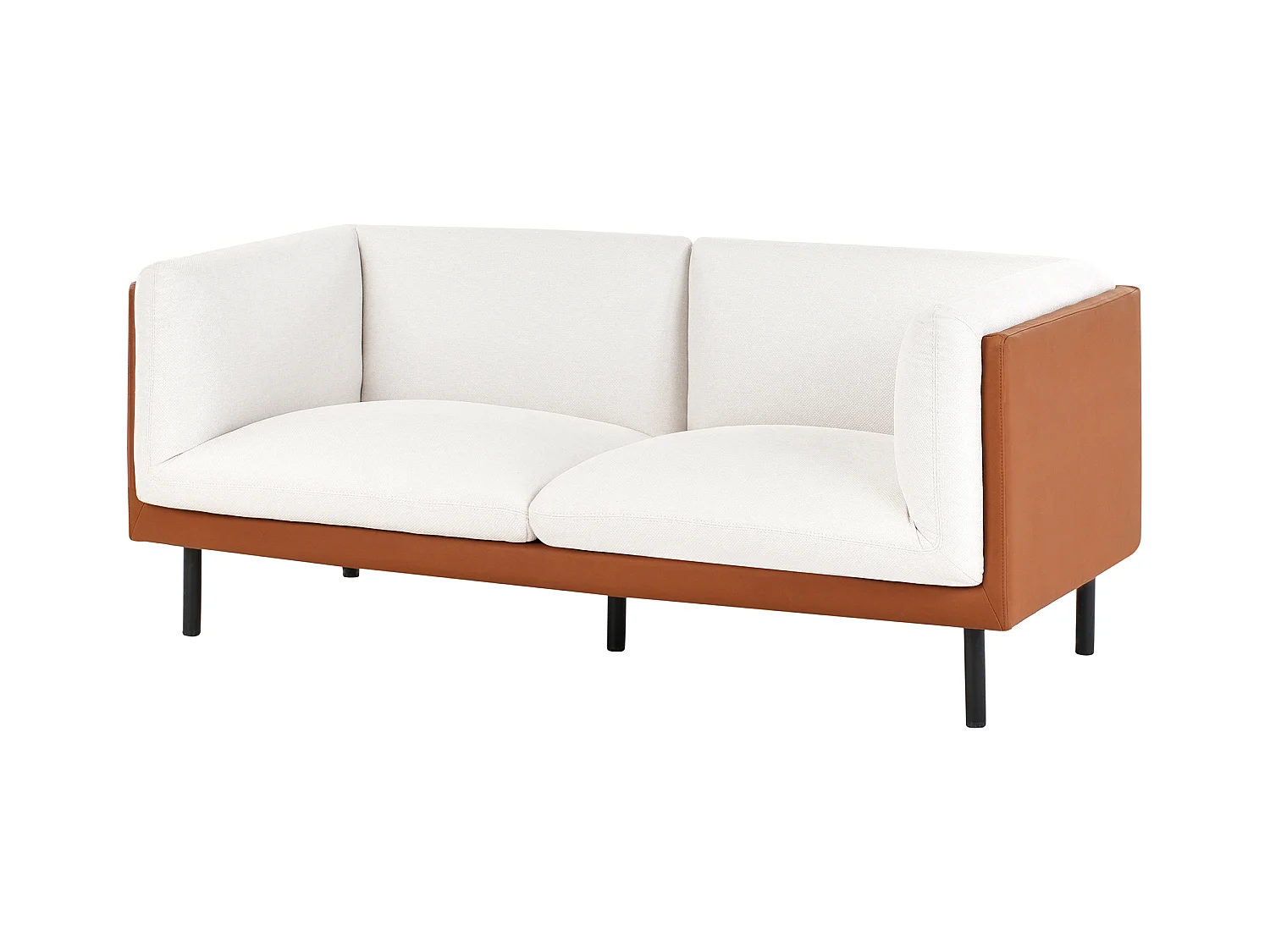 Canapé 2 places VORGOD Tissu Blanc cassé