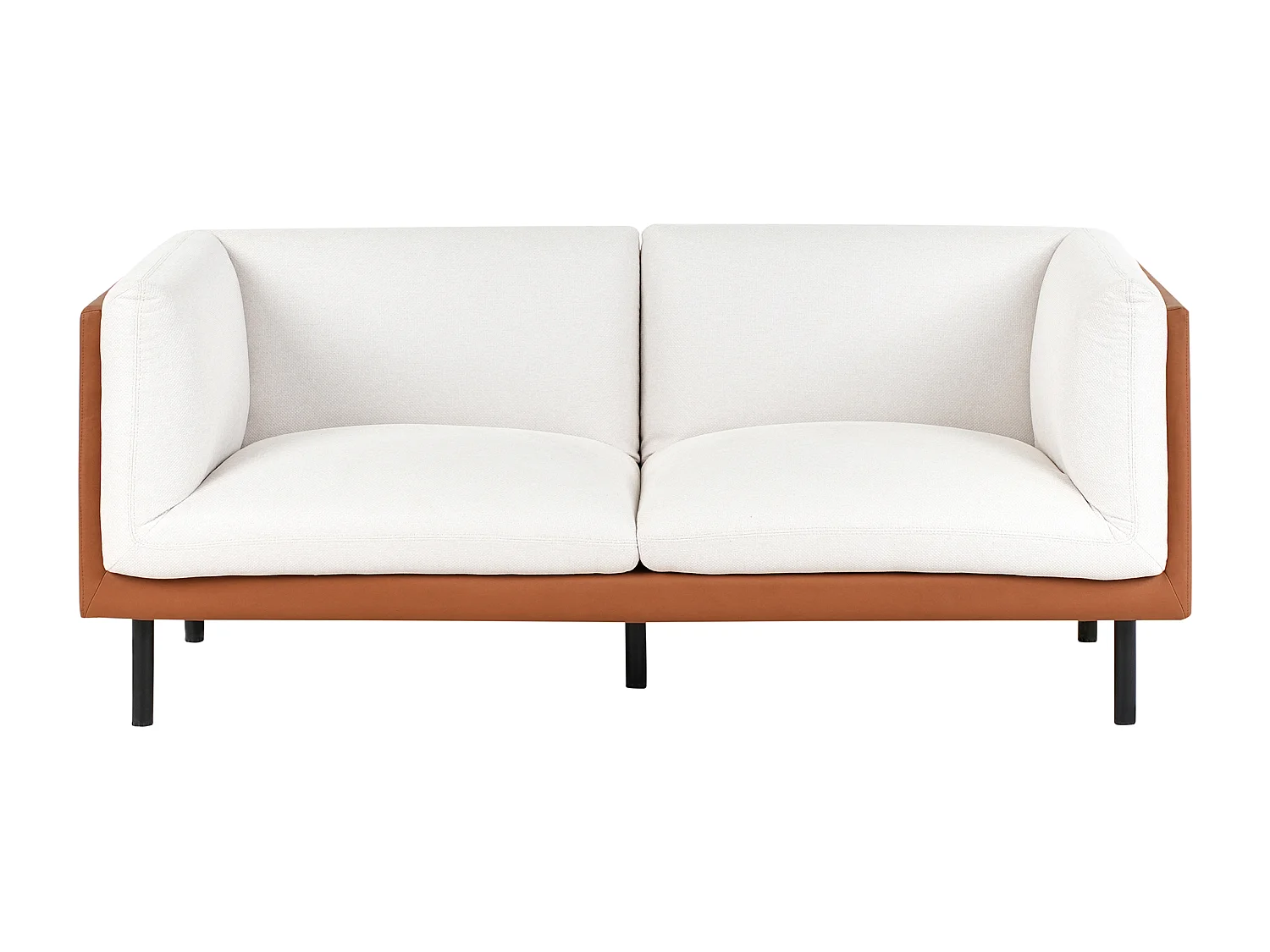 Canapé 2 places VORGOD Tissu Blanc cassé