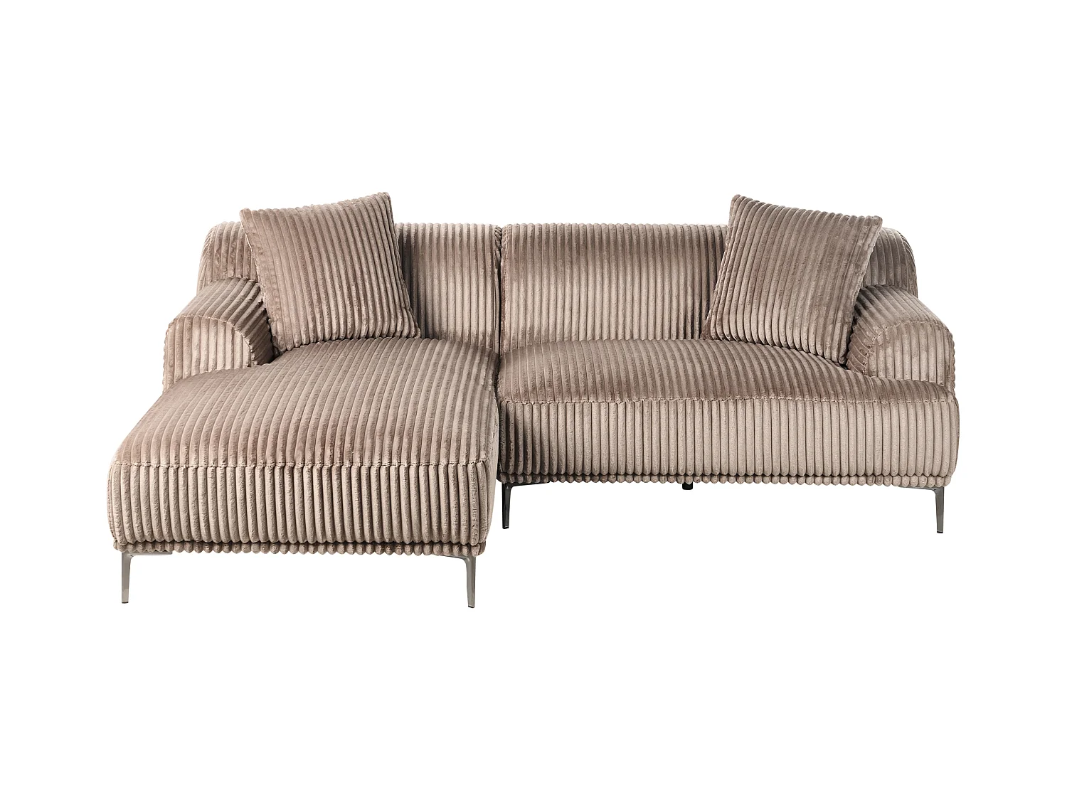 Canapé d'Angle à gauche en Velours Côtelé 3 Places Marron Clair Stenum