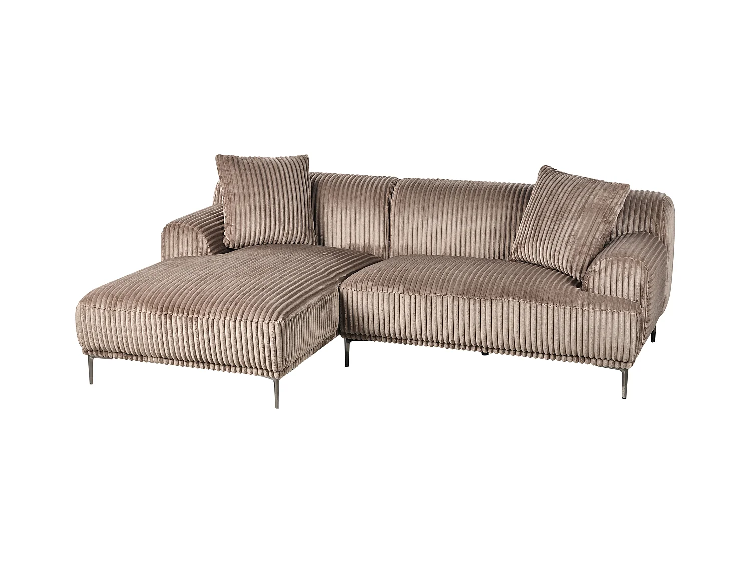 Canapé d'Angle à gauche en Velours Côtelé 3 Places Marron Clair Stenum