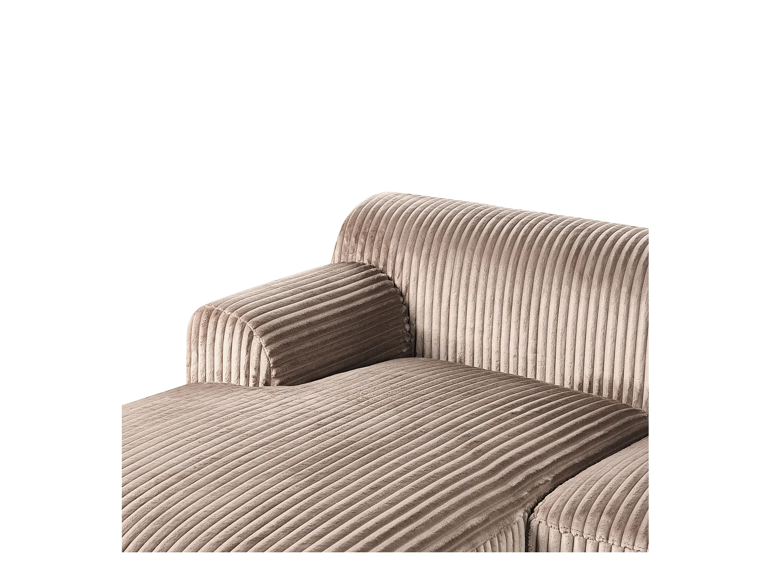 Canapé d'Angle à gauche en Velours Côtelé 3 Places Marron Clair Stenum