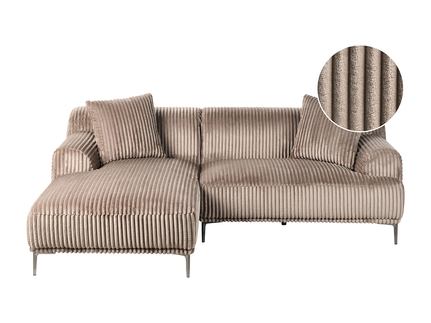 Ecksofa STENUM Cord Hellbraun rechtsseitig