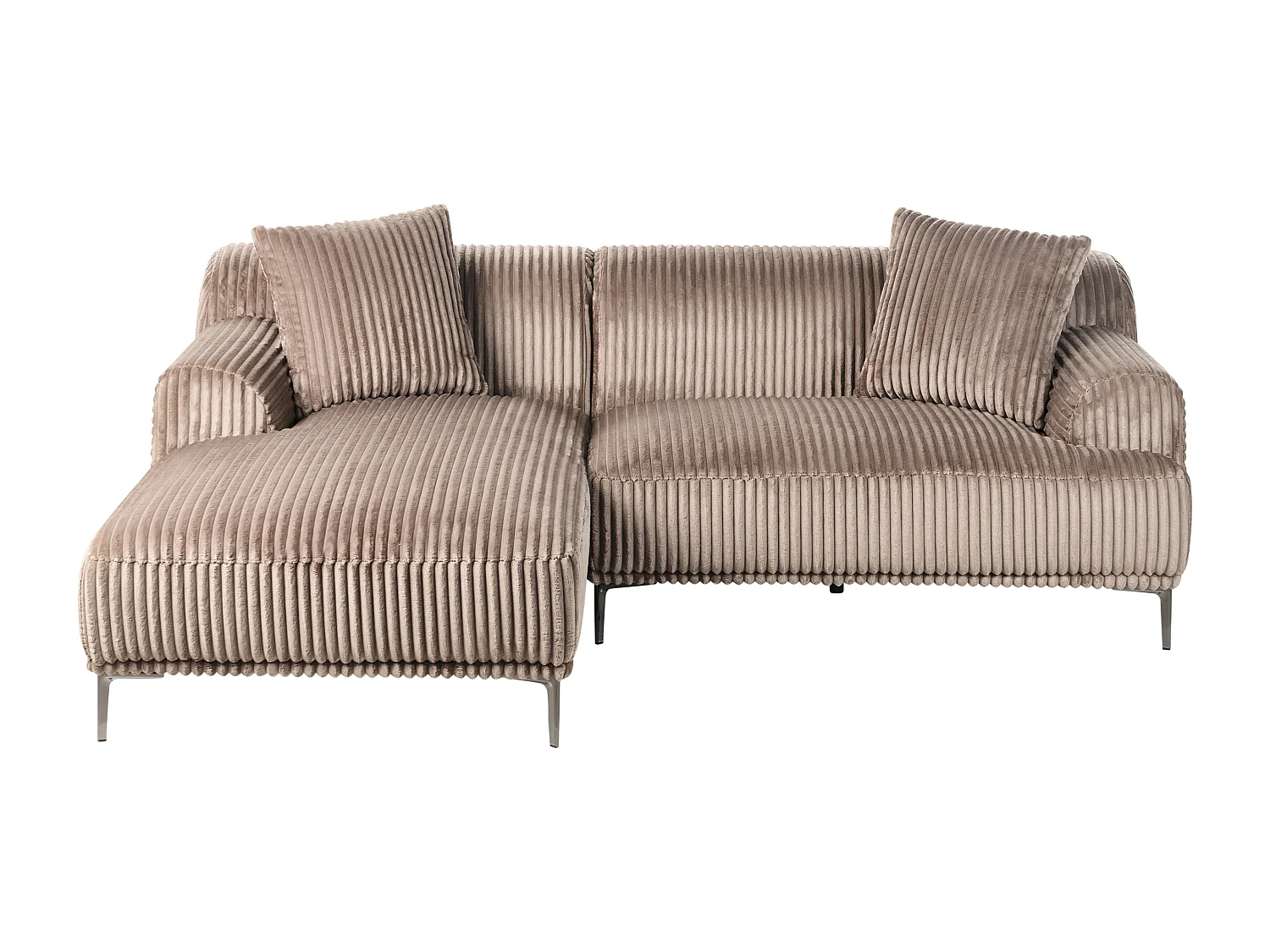 Ecksofa STENUM Cord Hellbraun rechtsseitig