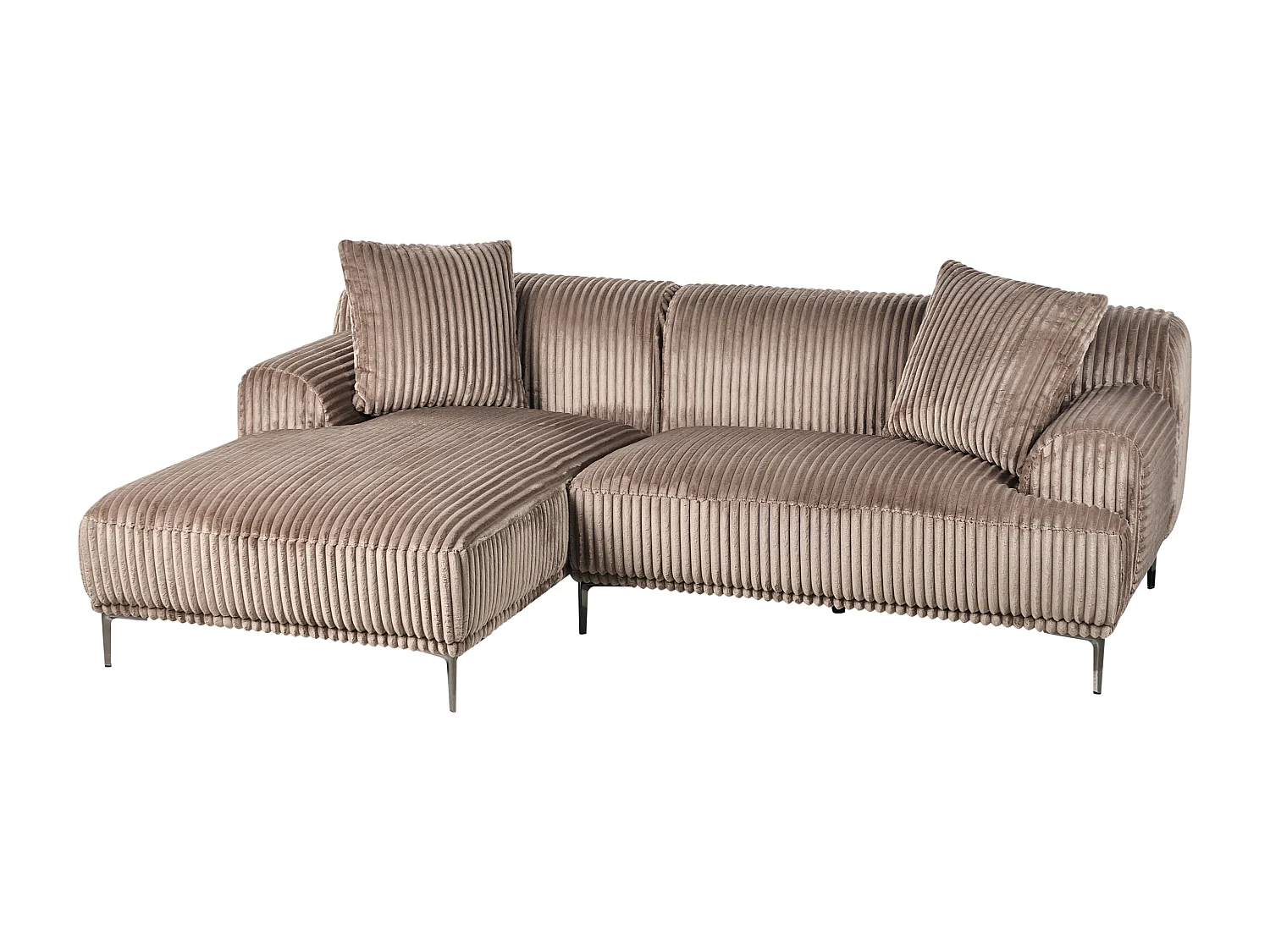 Ecksofa STENUM Cord Hellbraun rechtsseitig