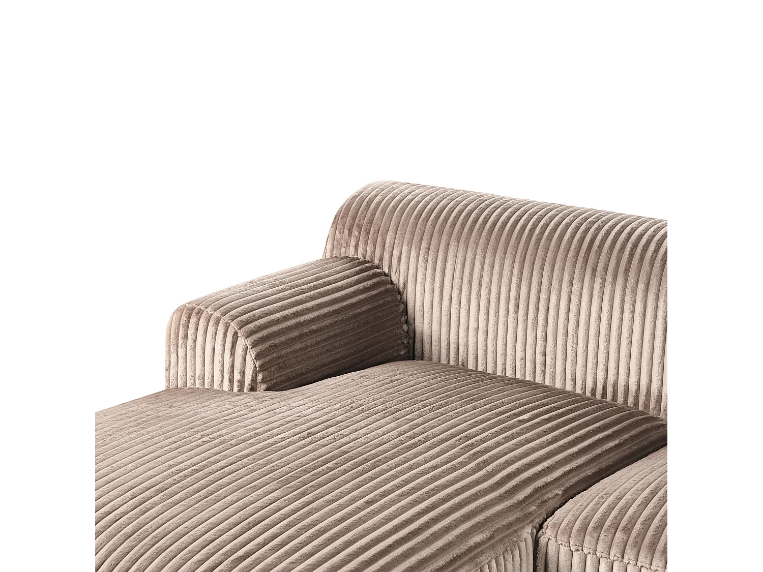 Canapé d\'Angle à gauche en Velours Côtelé 3 Places Marron Clair Stenum