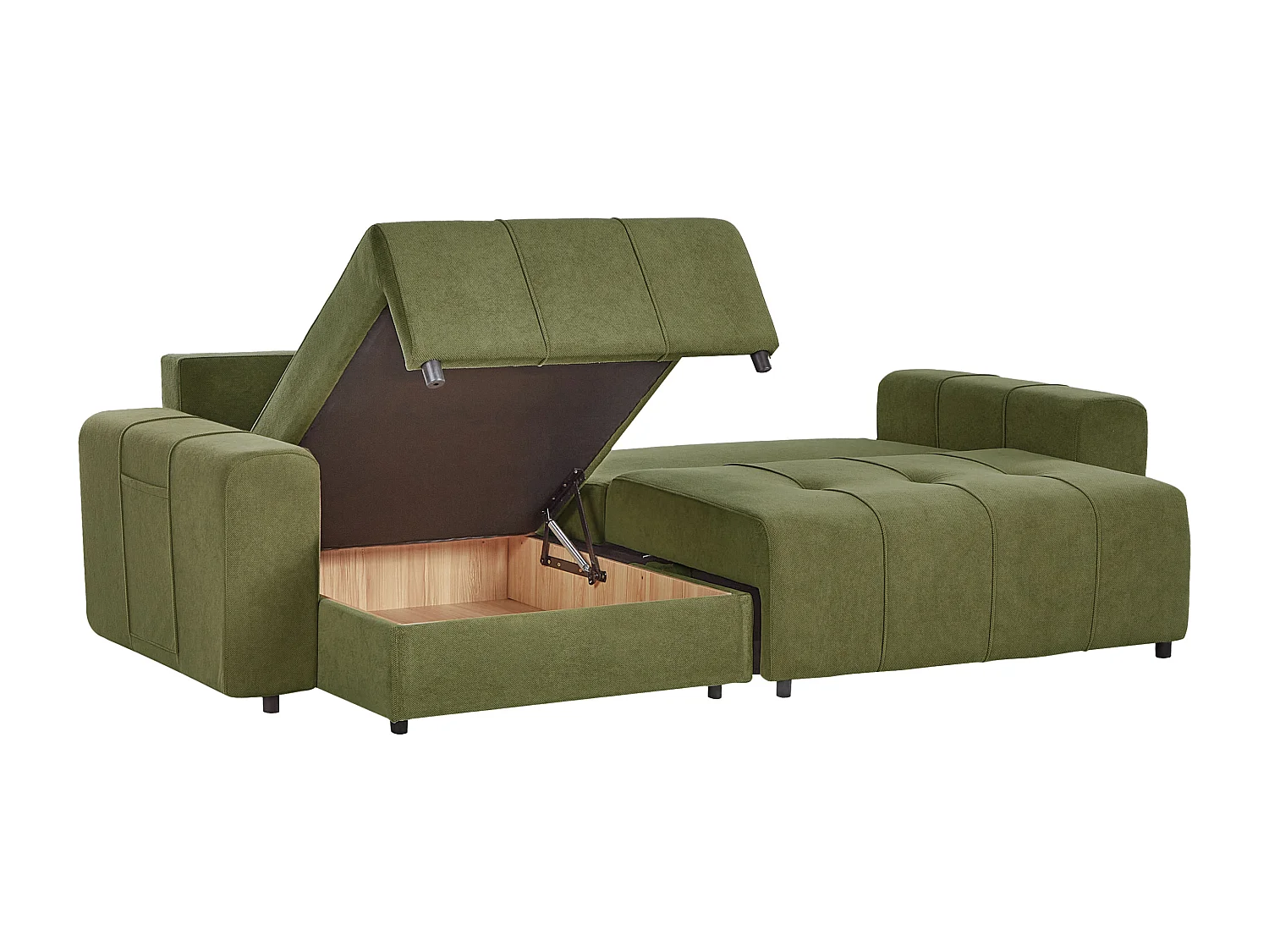 Sofá cama esquinero INNVIK Tela Verde 3 plazas Derecha