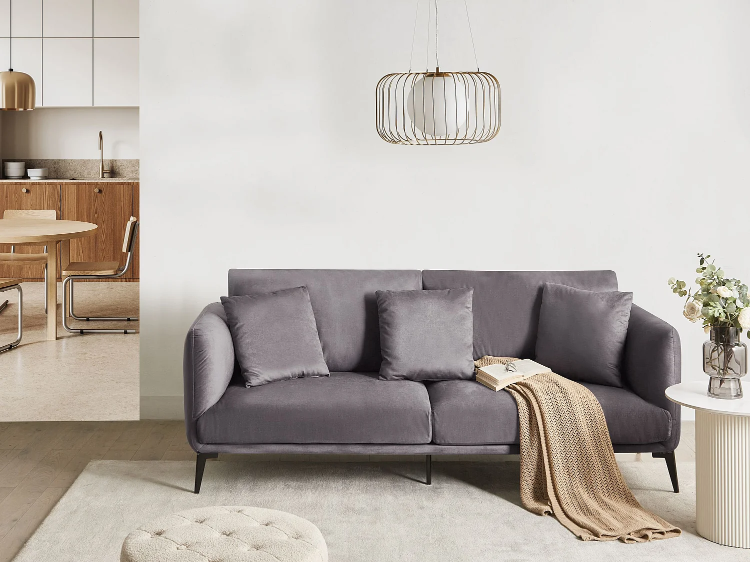 Canapé 3 places BODUM Velours Taupe