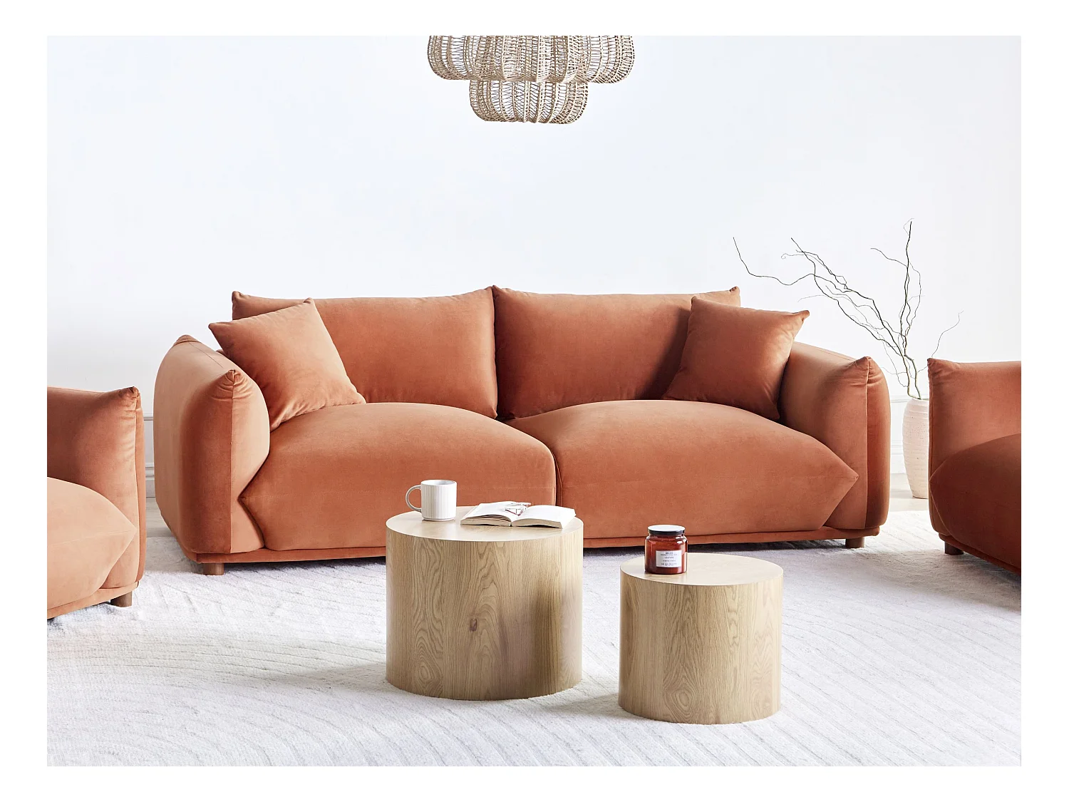 Sofa LUVOS Welur Złoty brąz dla 3 osób