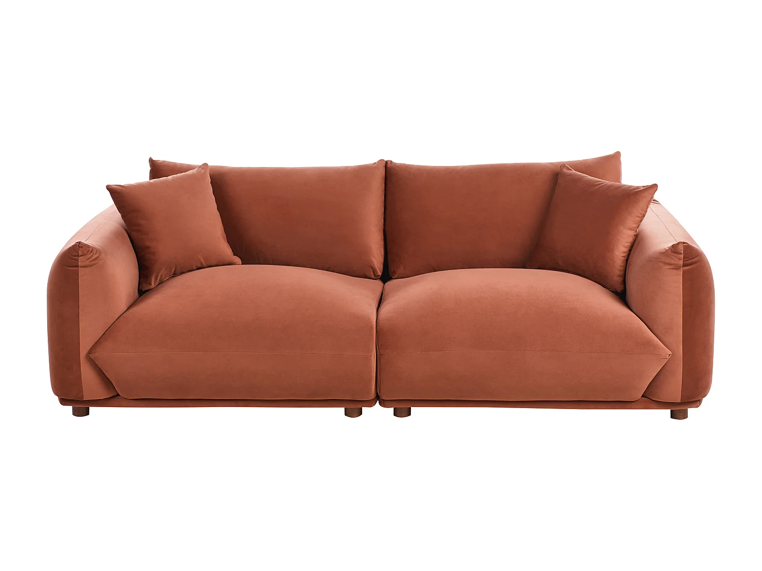 Sofa LUVOS Samtstoff Goldbraun 3-Sitzer