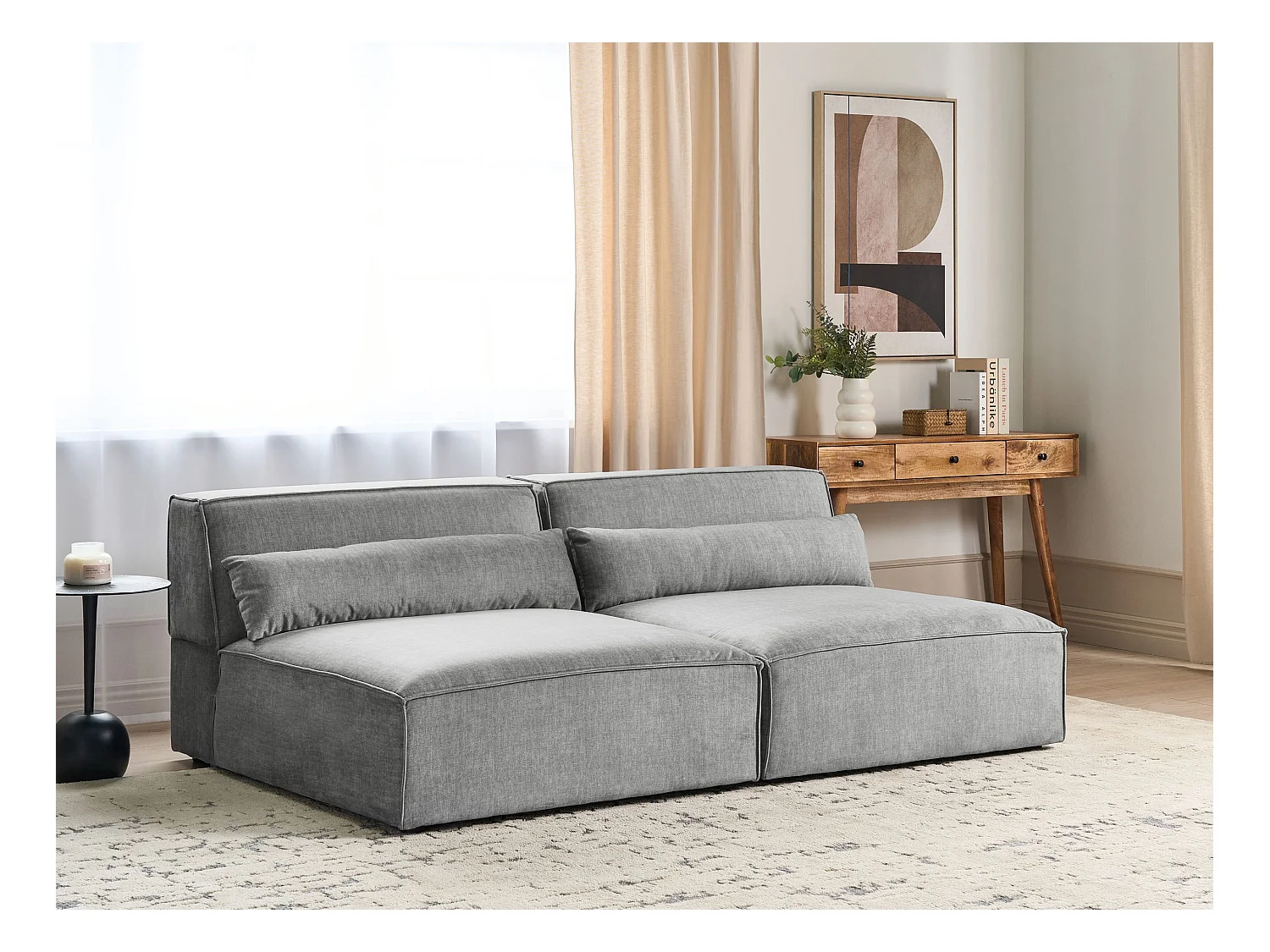 Canapé modulable 2 places HELLNAR Tissu Gris