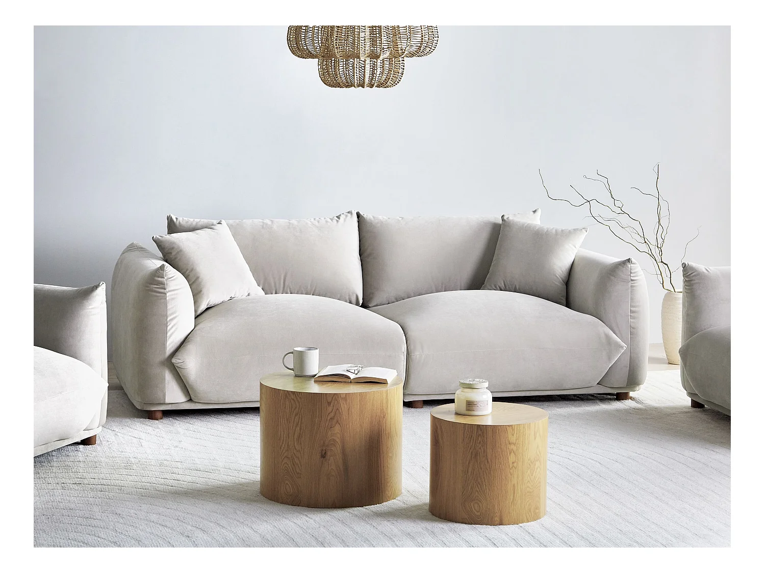 Canapé 3 places LUVOS Velours Taupe