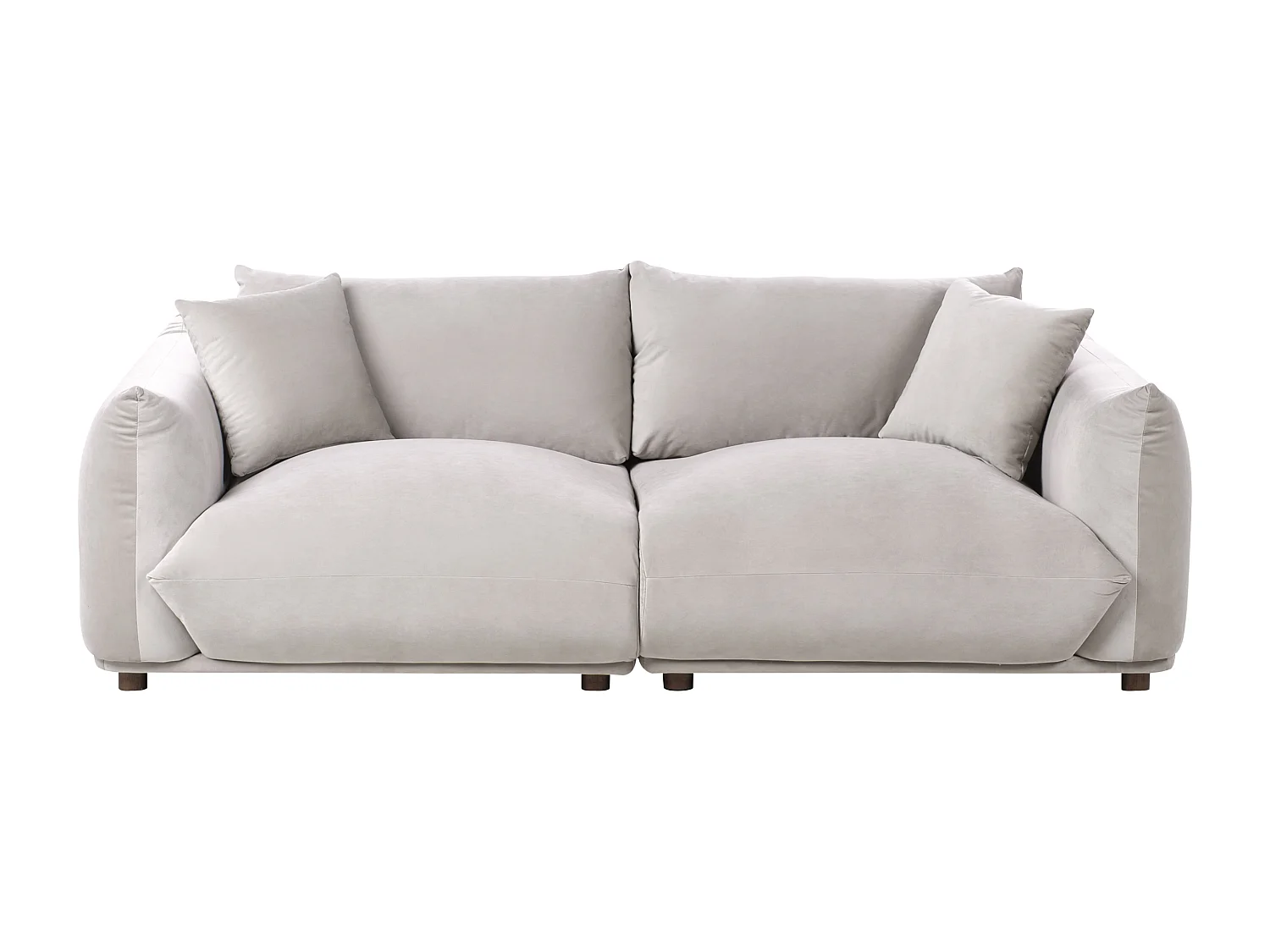 Sofa LUVOS Samtstoff Taupe 3-Sitzer