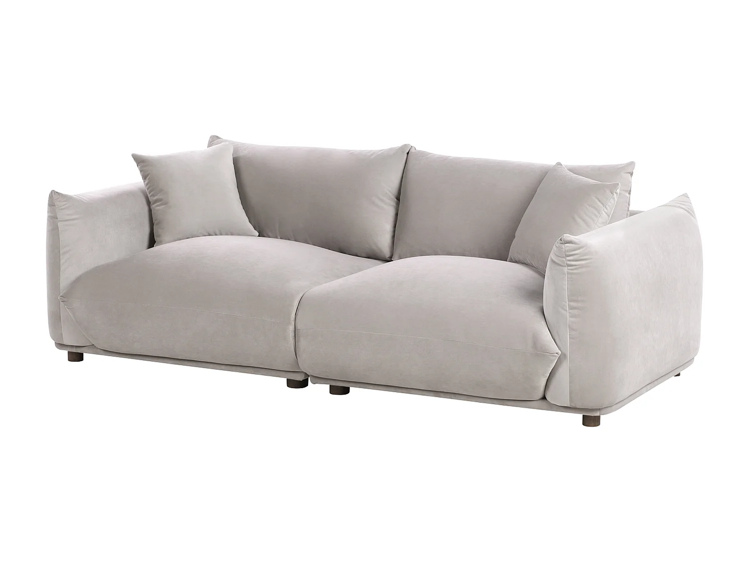 Sofa LUVOS Samtstoff Taupe 3-Sitzer