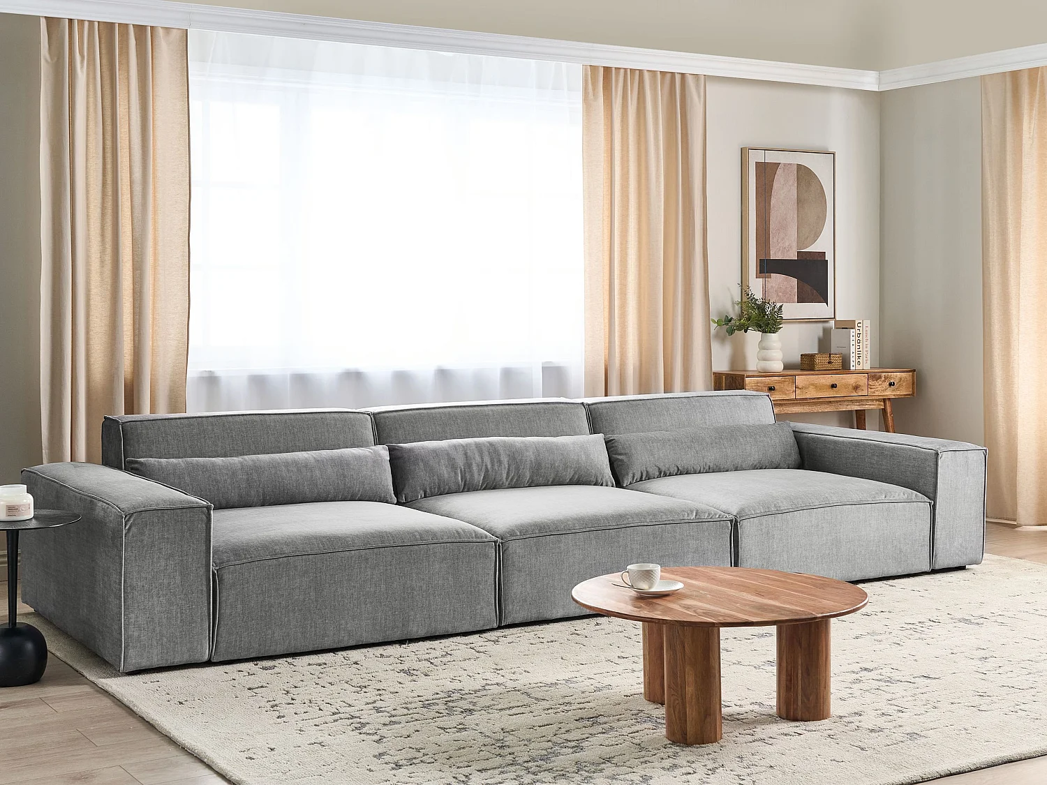 Canapé modulable 3 places HELLNAR Tissu Gris