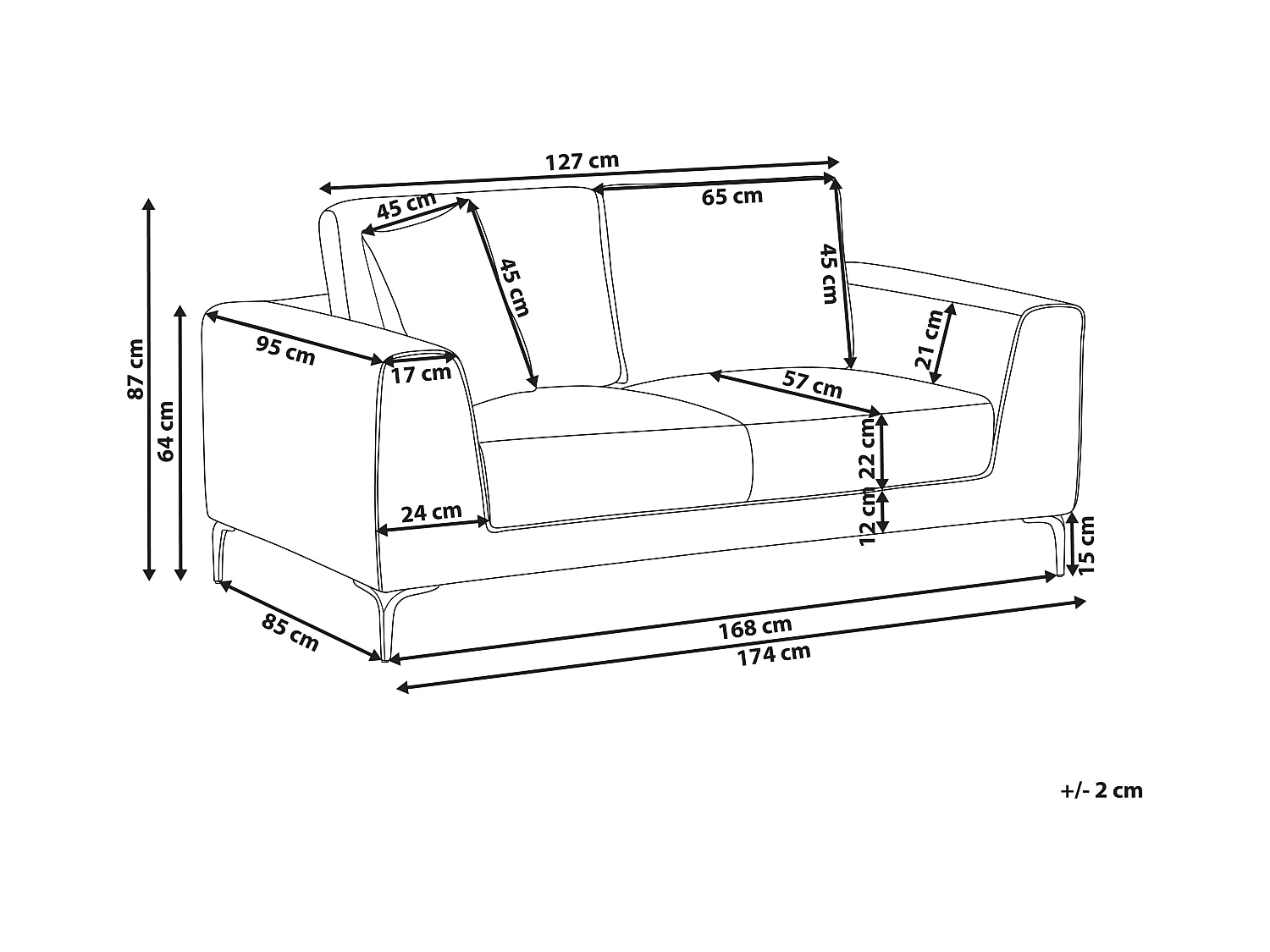 2 places REINEN Tissu Gris
