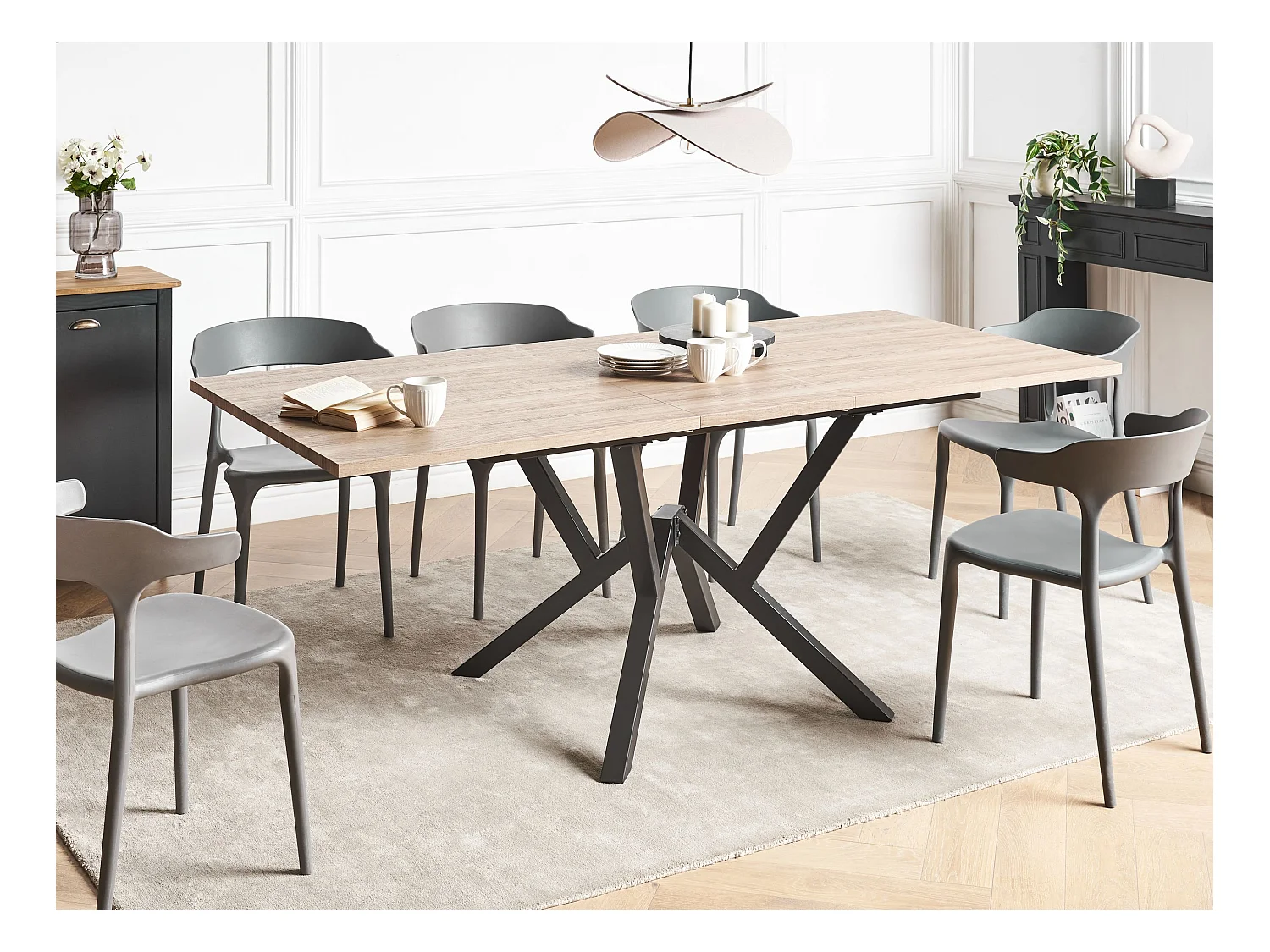 Table de salle à manger extensible ANSELL Marron clair 160/200 cm 90 cm